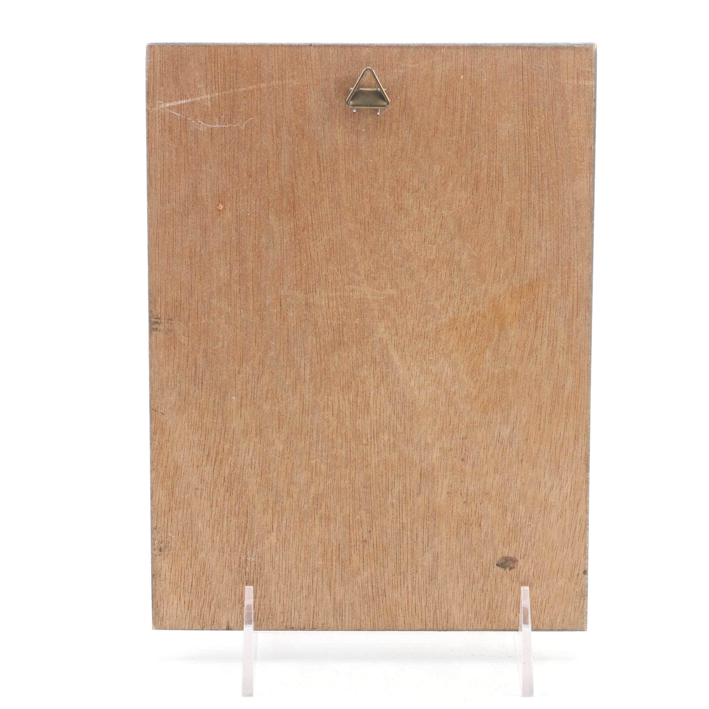 Greek Orthodox Triptych Icon with Madonna and Child Jerusalem Plaque and Figure