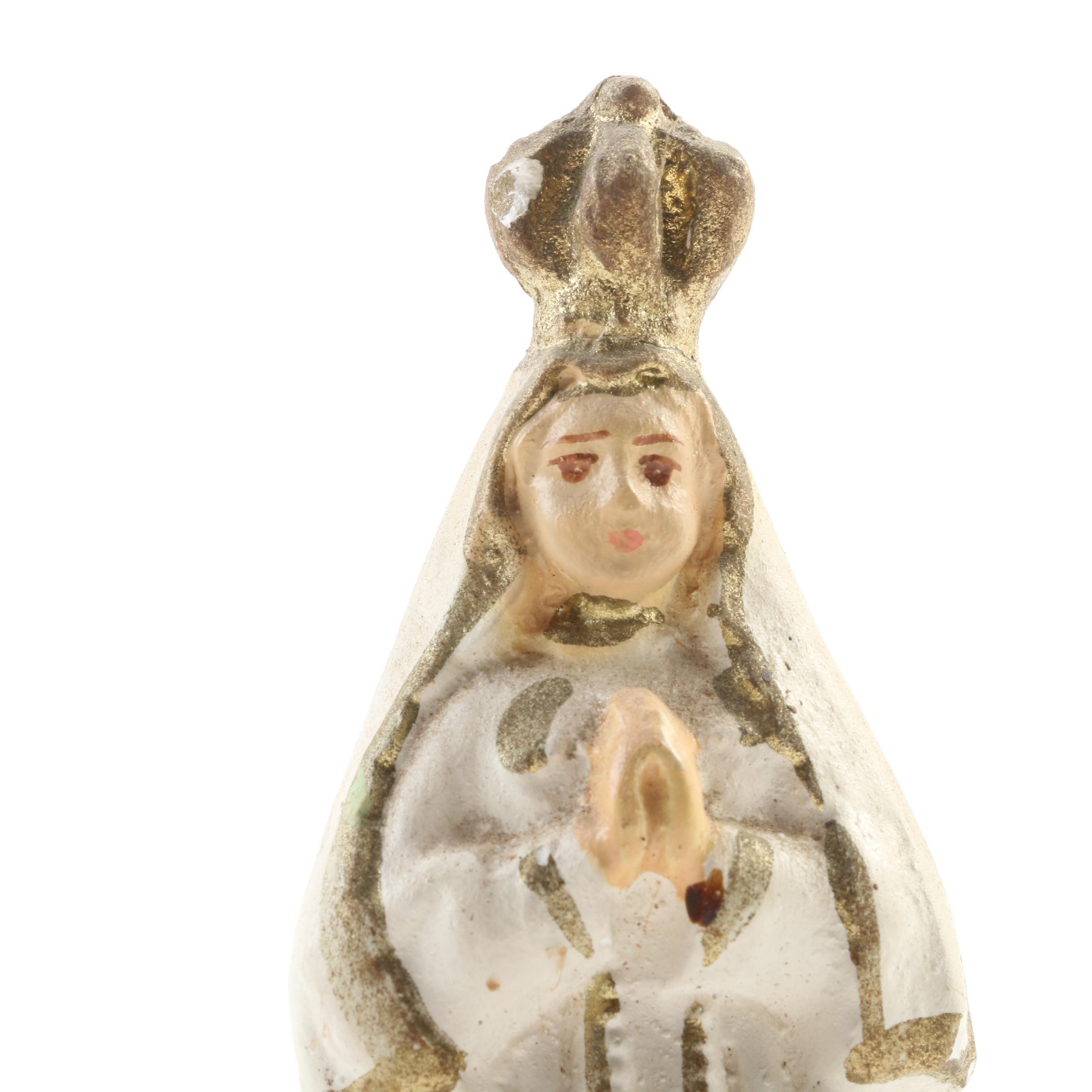 Greek Orthodox Triptych Icon with Madonna and Child Jerusalem Plaque and Figure