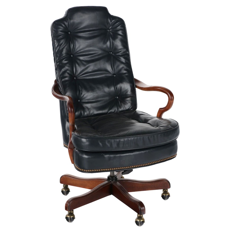 Hekman Furniture Leather Swivel Office Chair, Late 20th Century