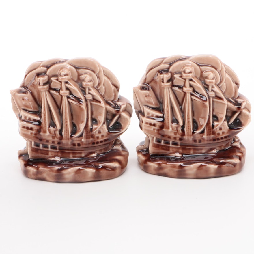 Rookwood Pottery Ship Bookends After William Purcell McDonald, 1944