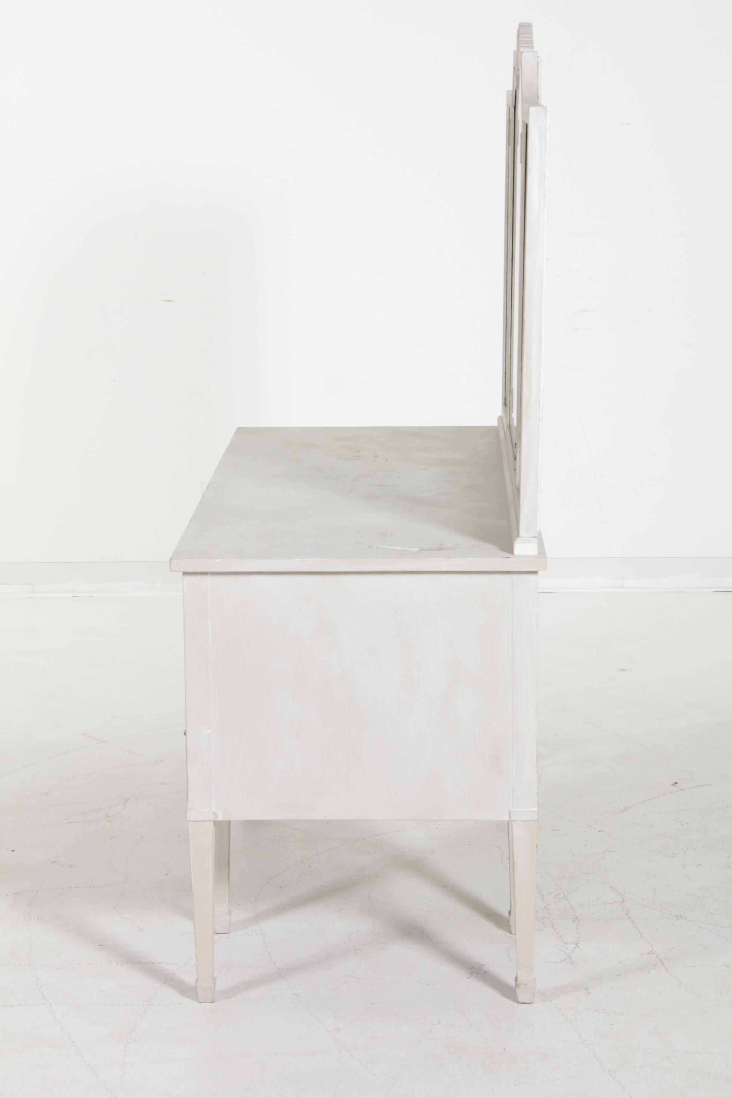 Hepplewhite Style White-Painted Vanity Table with Mirror