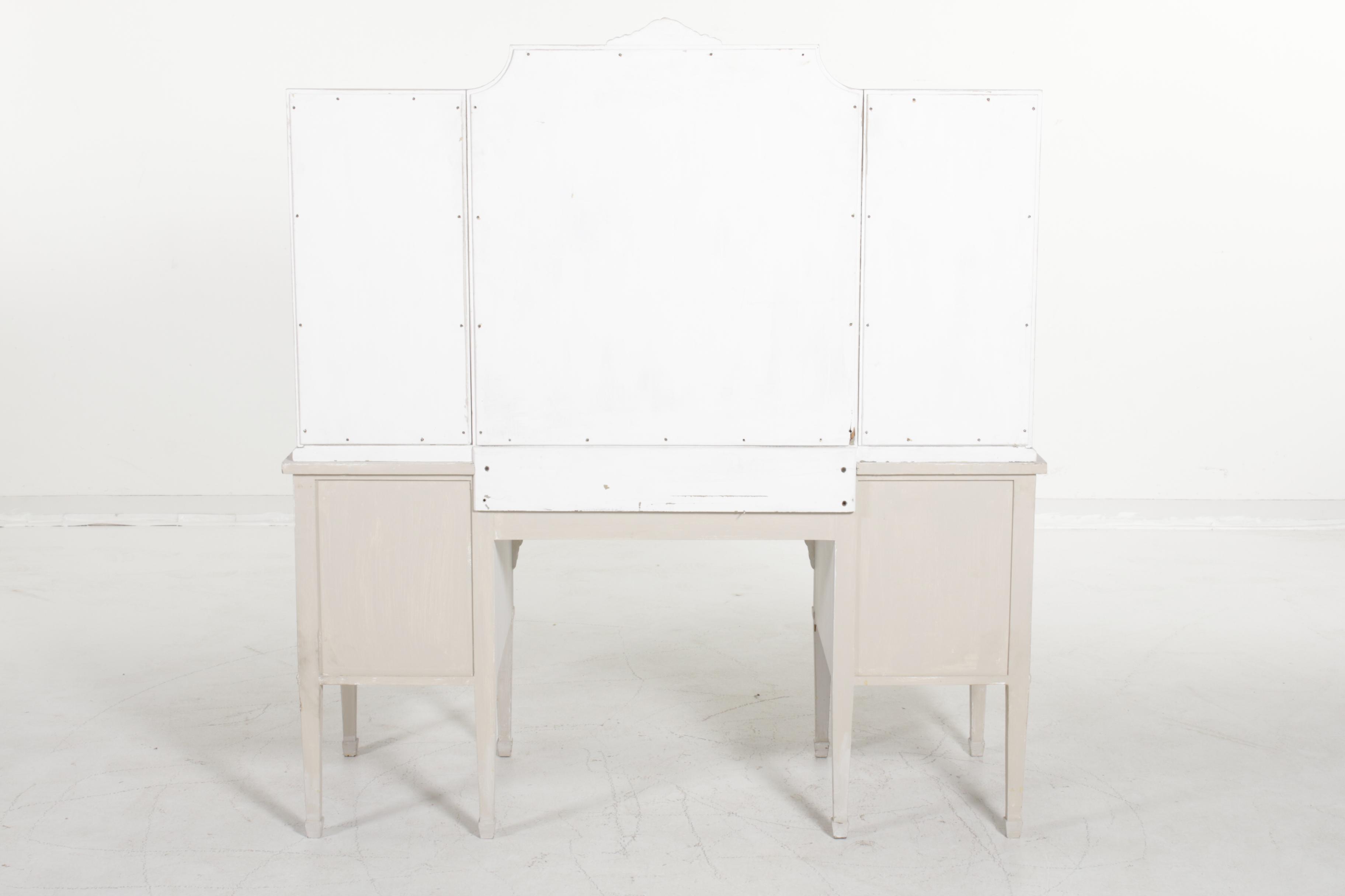 Hepplewhite Style White-Painted Vanity Table with Mirror