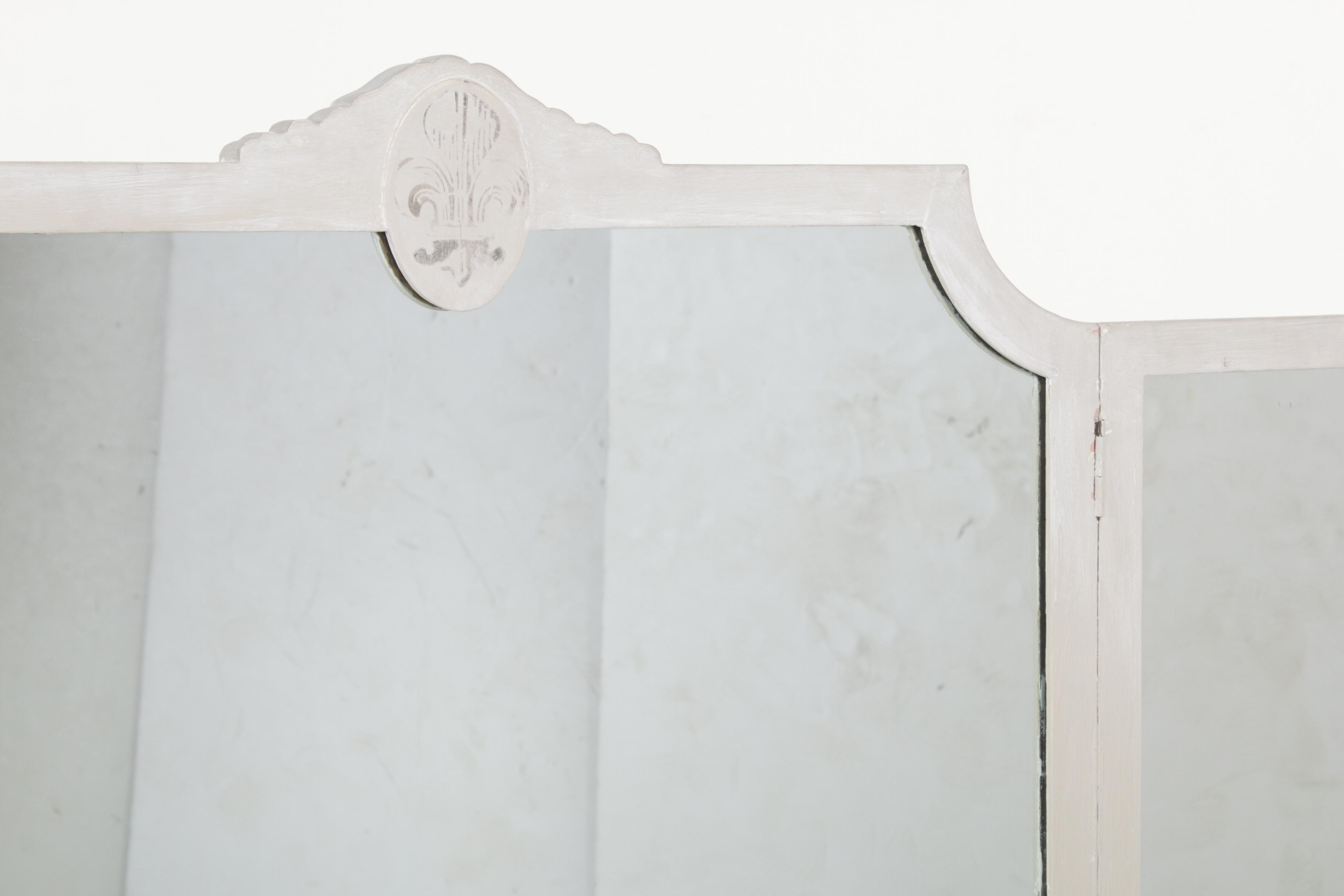 Hepplewhite Style White-Painted Vanity Table with Mirror