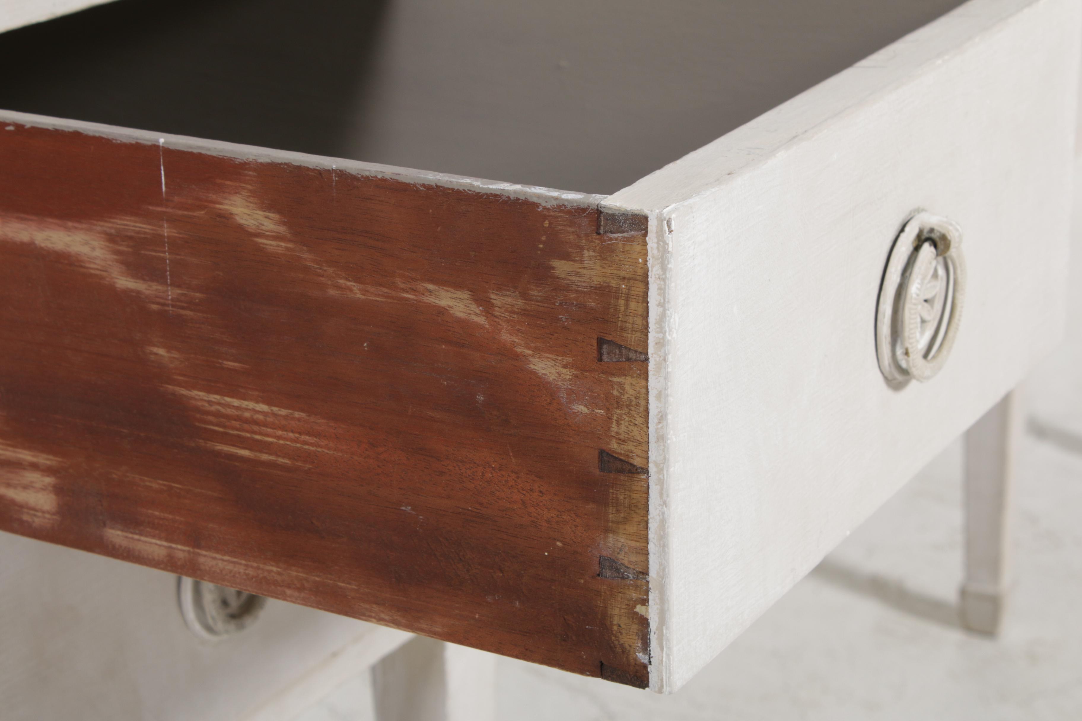 Hepplewhite Style White-Painted Vanity Table with Mirror