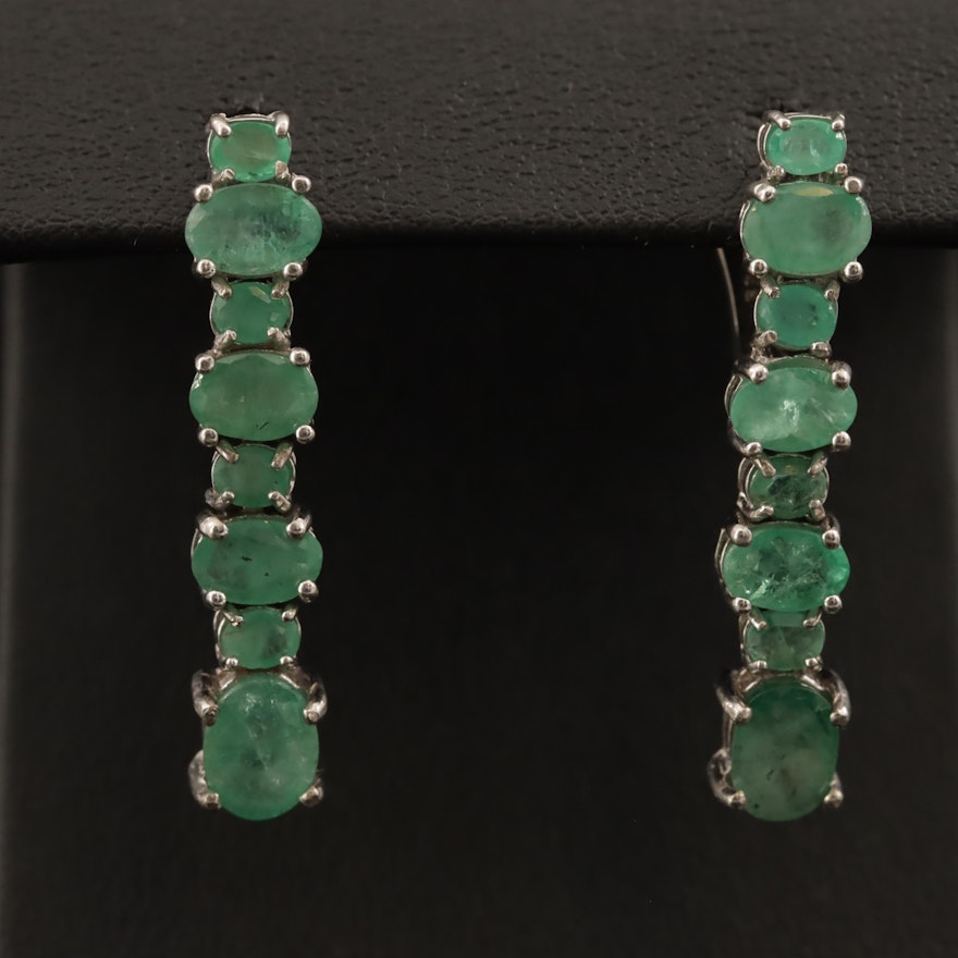 Sterling Silver Emerald Drop Earrings