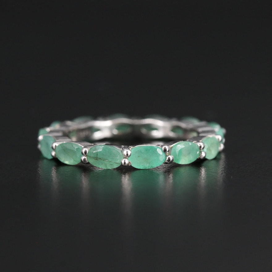 Sterling Silver Emerald Eternity Band