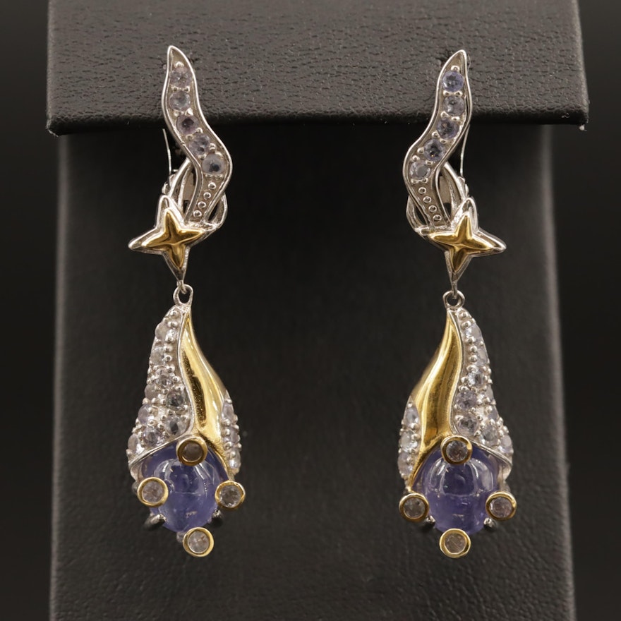 Sterling Silver and Tanzanite Dangle Earrings