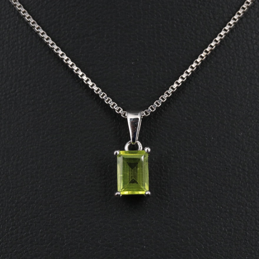 Sterling Peridot Pendant Necklace