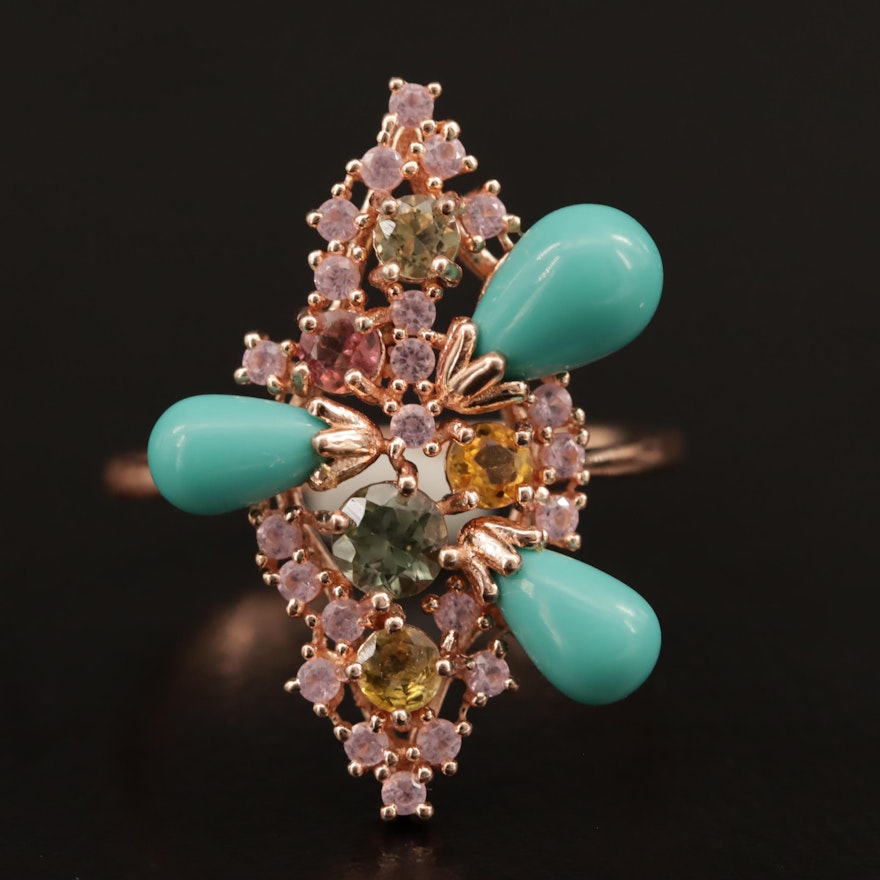 Sterling Silver Faux Turquoise Cluster Ring