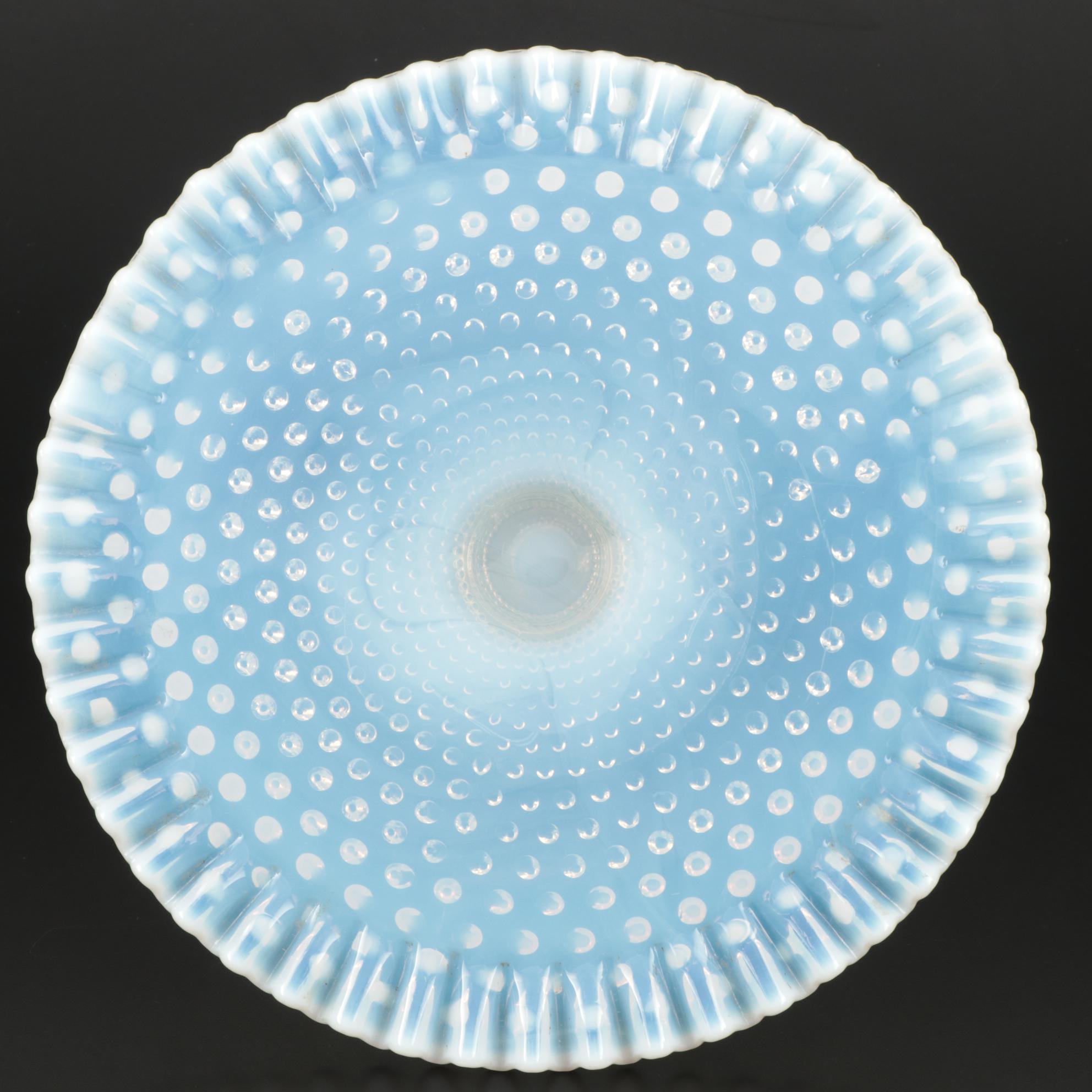 Fenton "French Hobnail" Opalescent Glass Cake Stand, Mid-20th Century