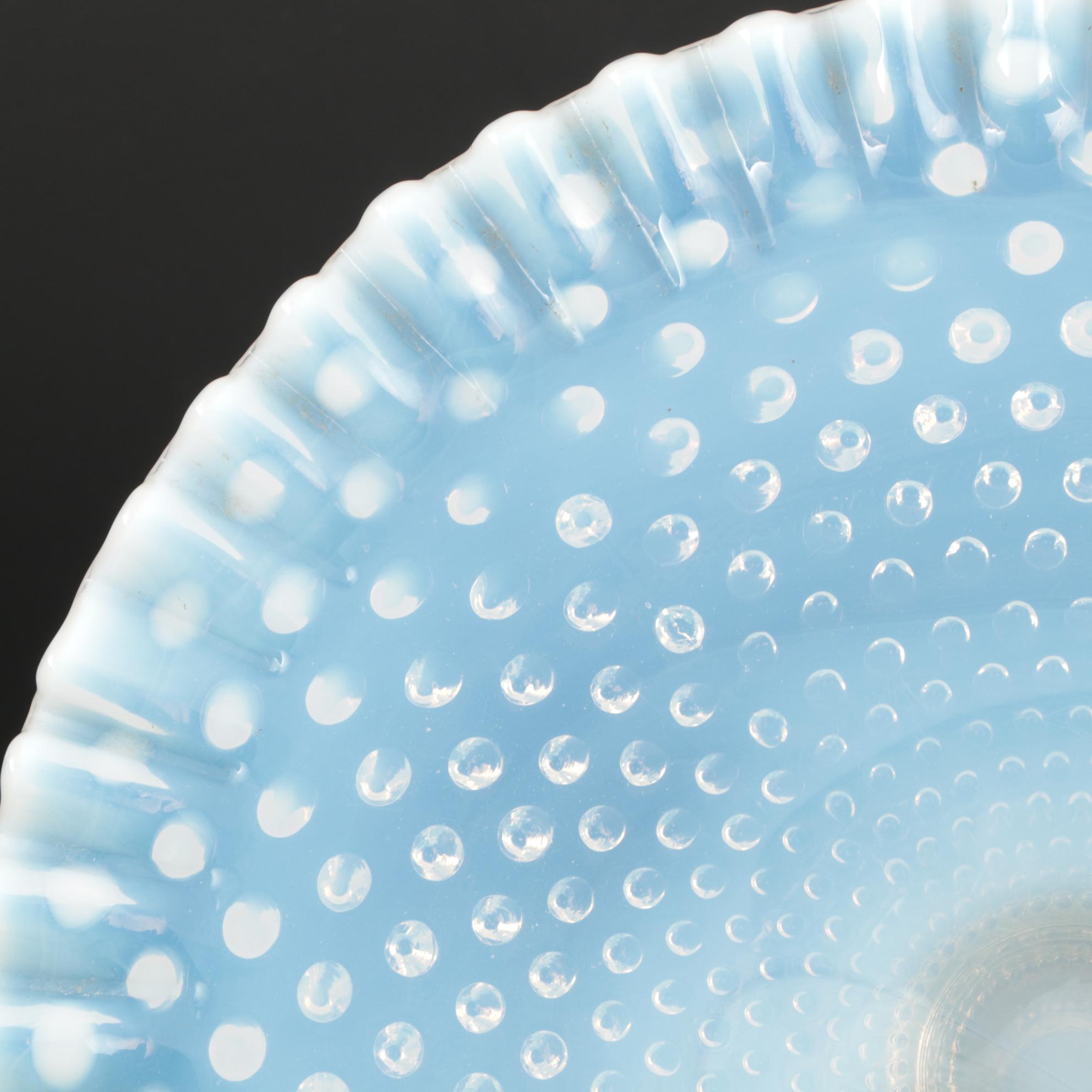Fenton "French Hobnail" Opalescent Glass Cake Stand, Mid-20th Century