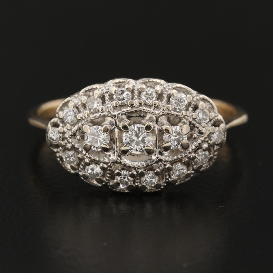 Vintage 14K Diamond Ring with Milgrain Details