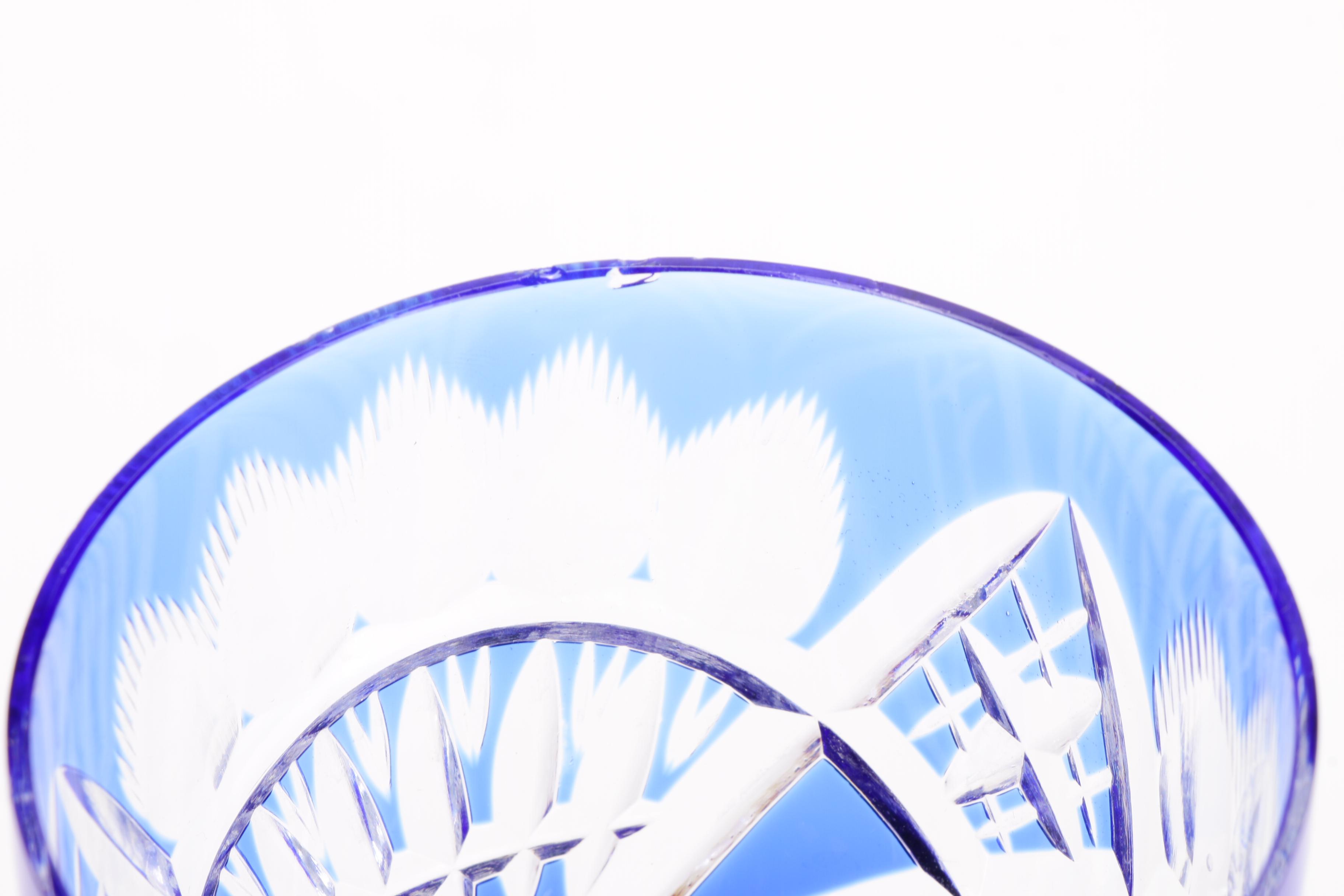 Bohemian Cut to Clear Crystal Stemware and Rose Bowl