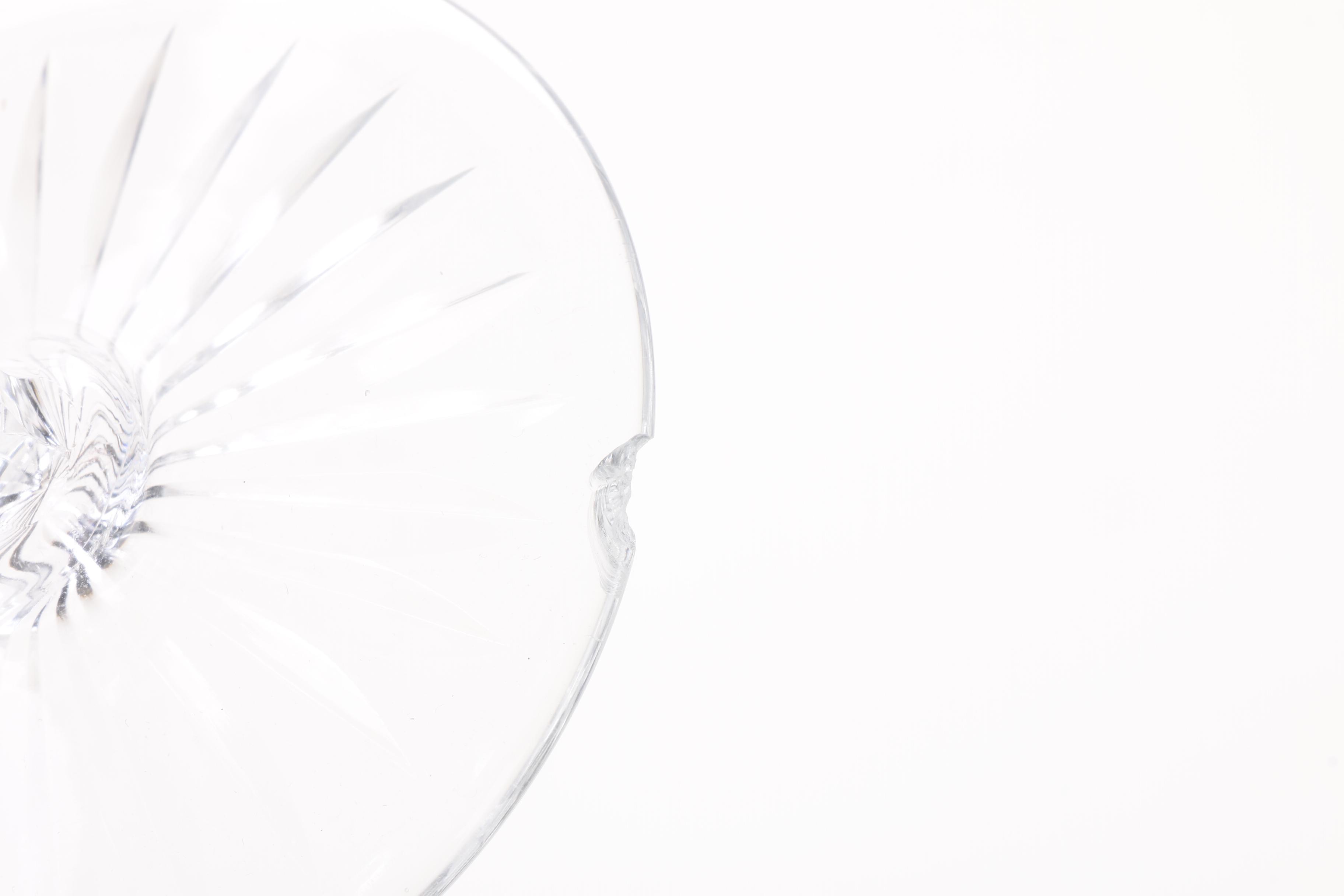 Bohemian Cut to Clear Crystal Stemware and Rose Bowl