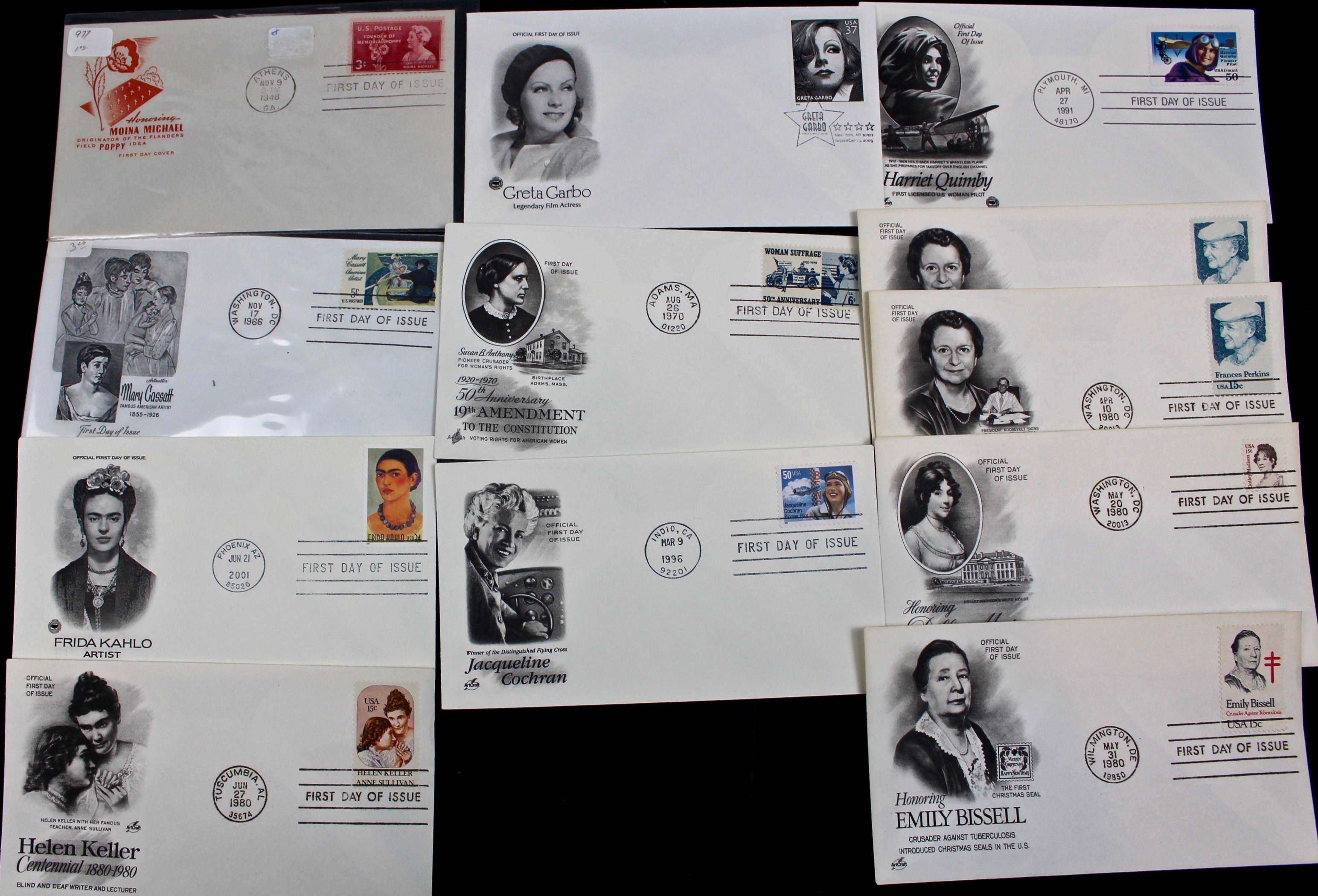 US Postal First Day Covers With Cachets, Mid to Late 20th Century