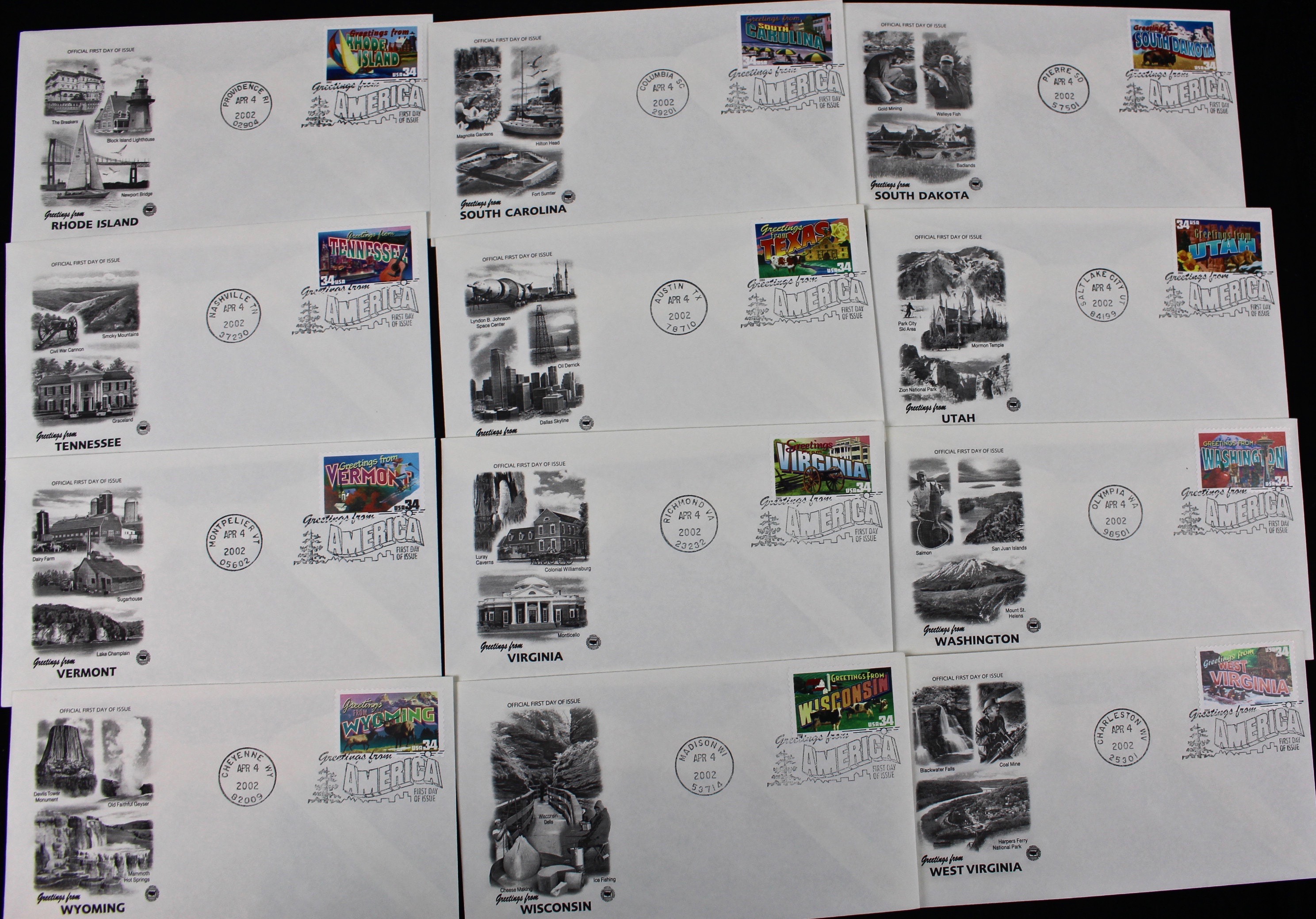 US Postal First Day Covers With Cachets, Mid to Late 20th Century
