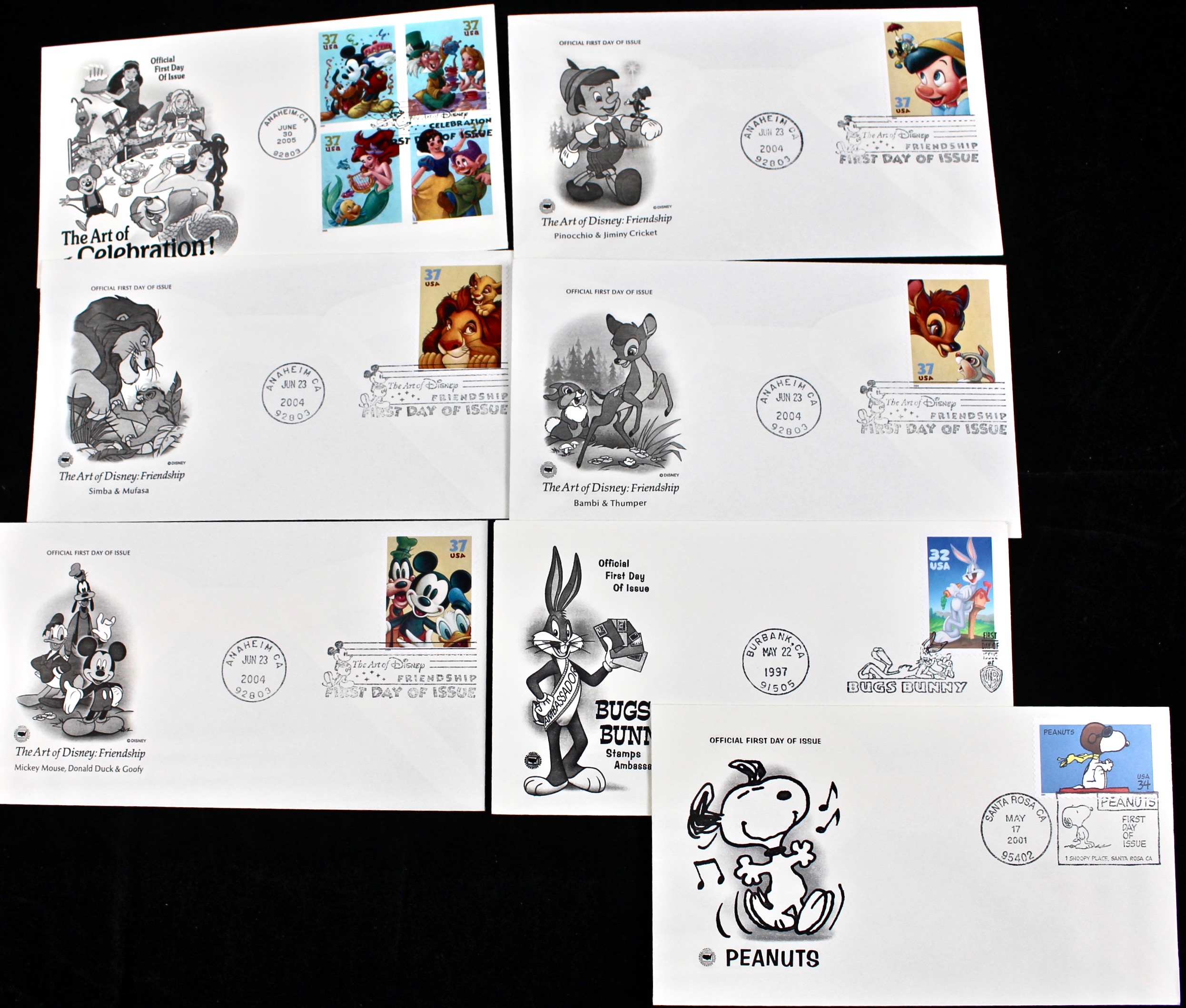 US Postal First Day Covers With Cachets, Mid to Late 20th Century