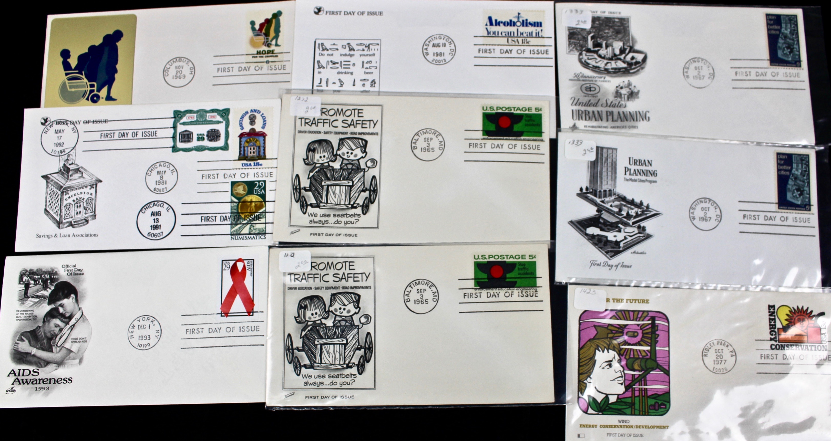 US Postal First Day Covers With Cachets, Mid to Late 20th Century