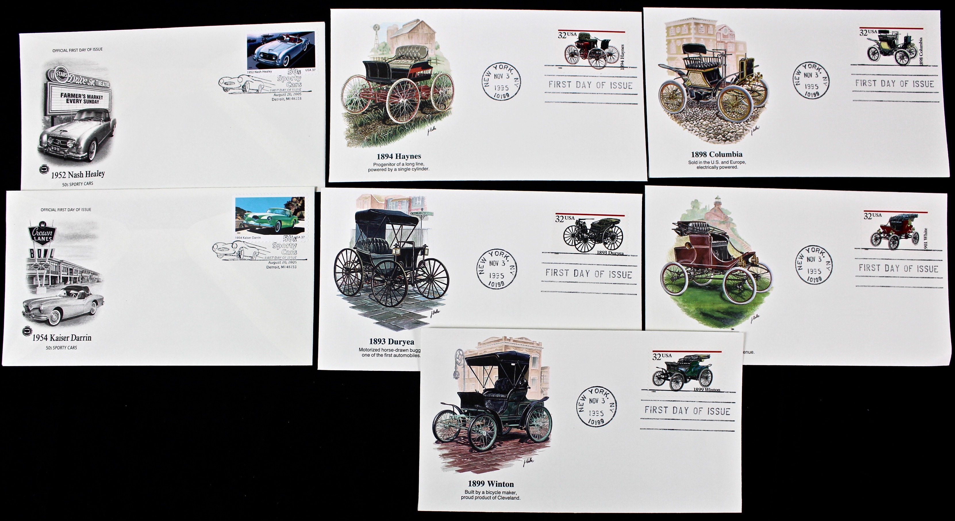 US Postal First Day Covers With Cachets, Mid to Late 20th Century