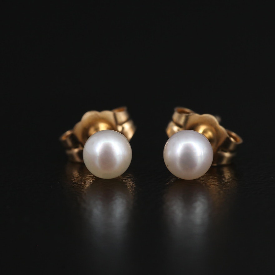 14K Pearl Stud Earrings