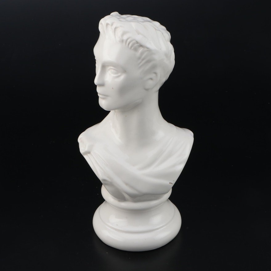 Neoclassical Ceramic Male Bust Figurine