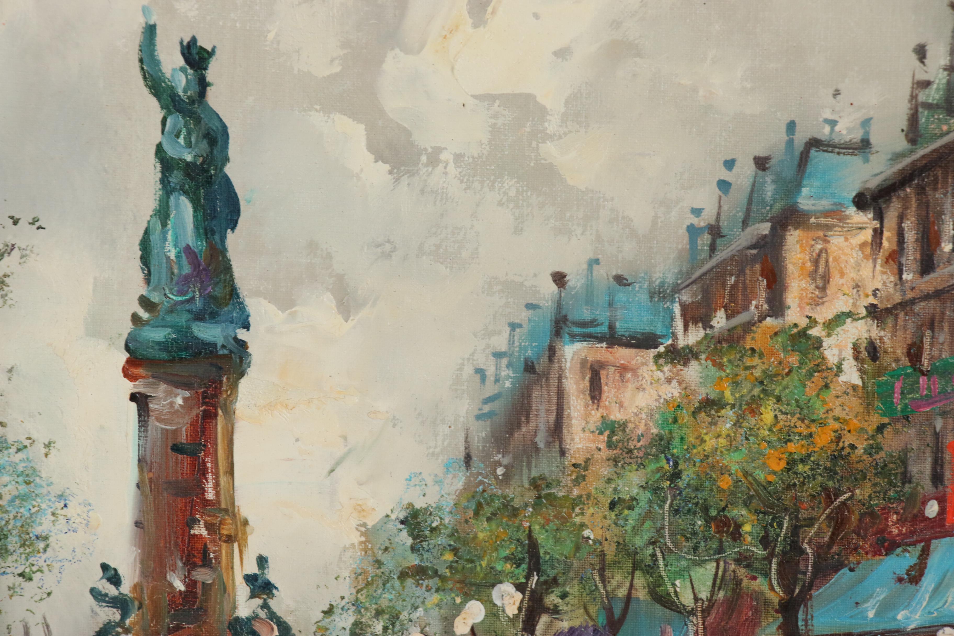 Andrea de Viti Parisian Street Scene Oil Painting