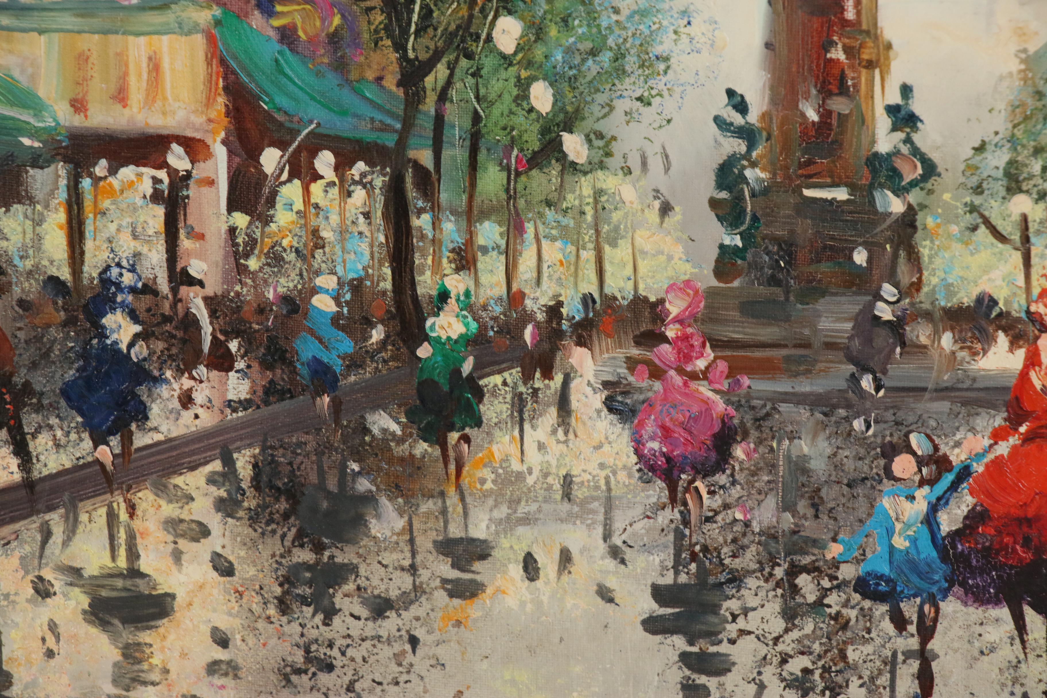 Andrea de Viti Parisian Street Scene Oil Painting