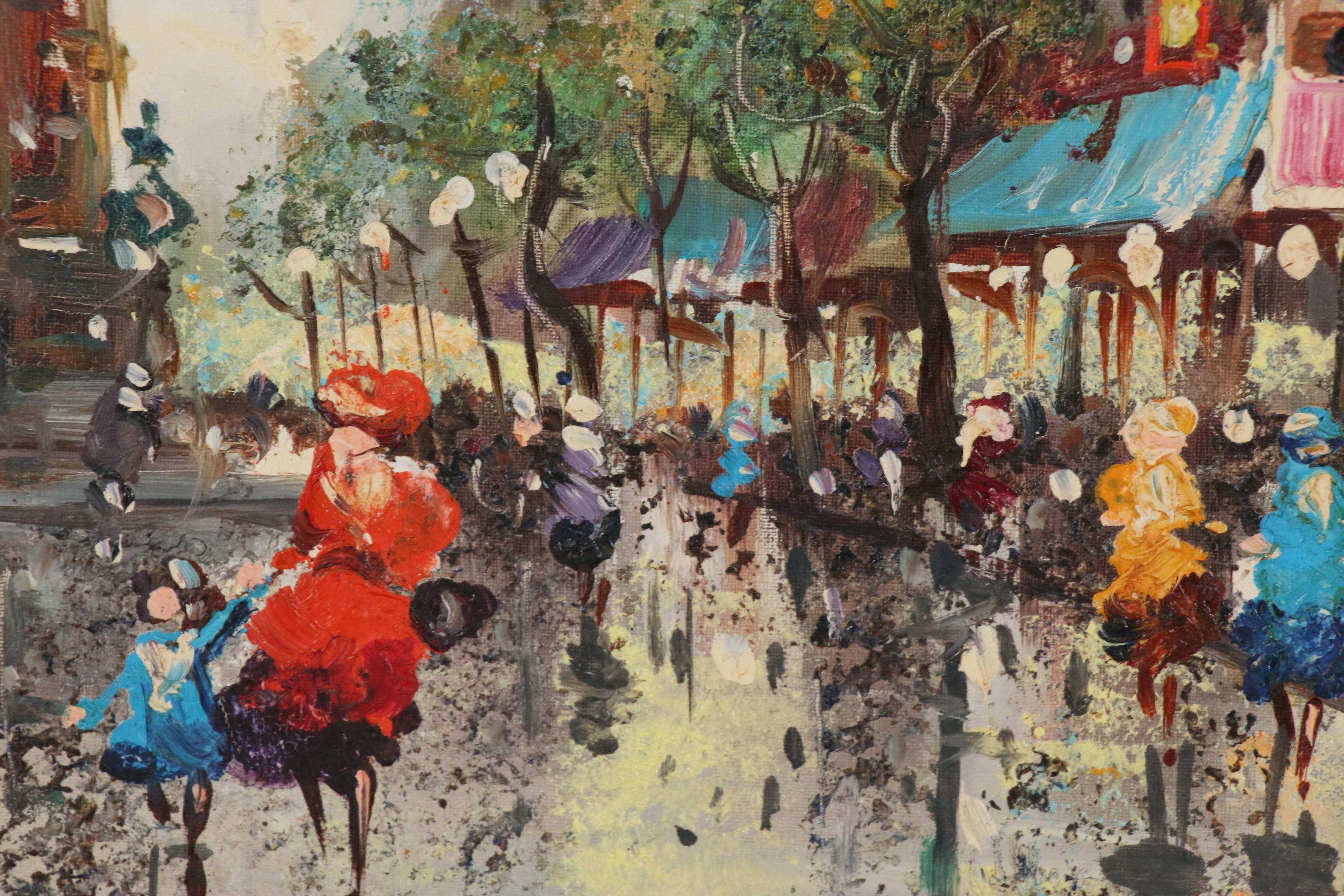 Andrea de Viti Parisian Street Scene Oil Painting