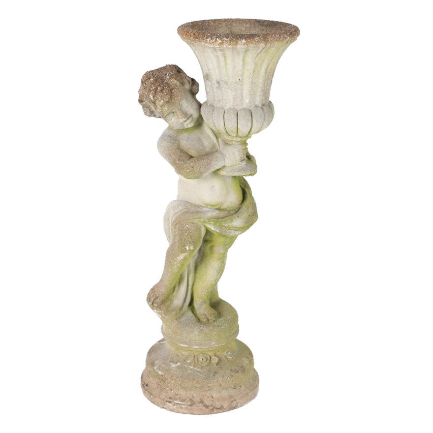 Neoclassical Style Cast Concrete Putto Planter