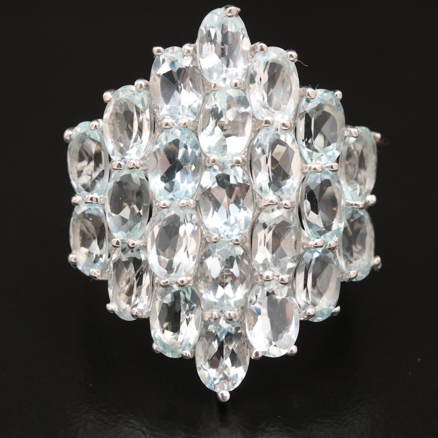 Sterling Silver Aquamarine Cluster Ring