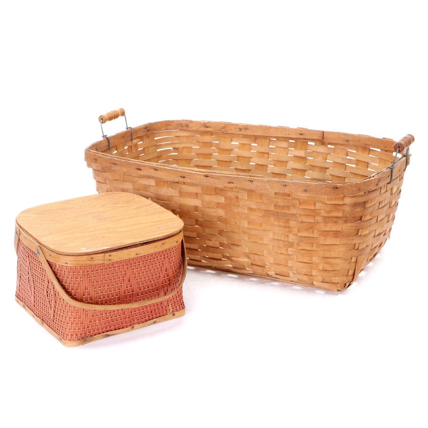 Woven Wood Picnic and Laundry Baskets