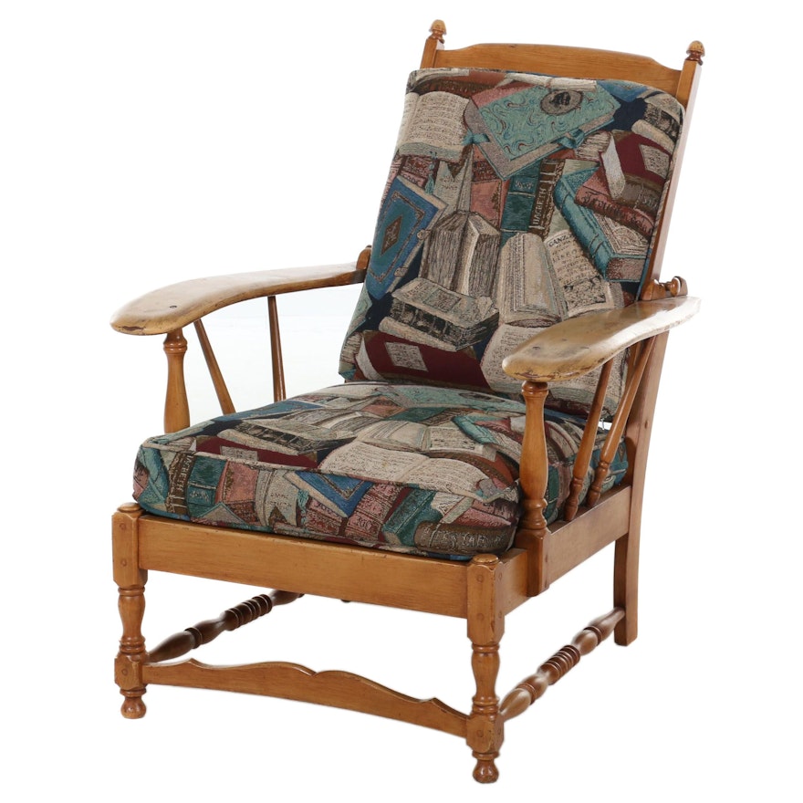 Early American Style Cherry Morris Chair, 20th Century