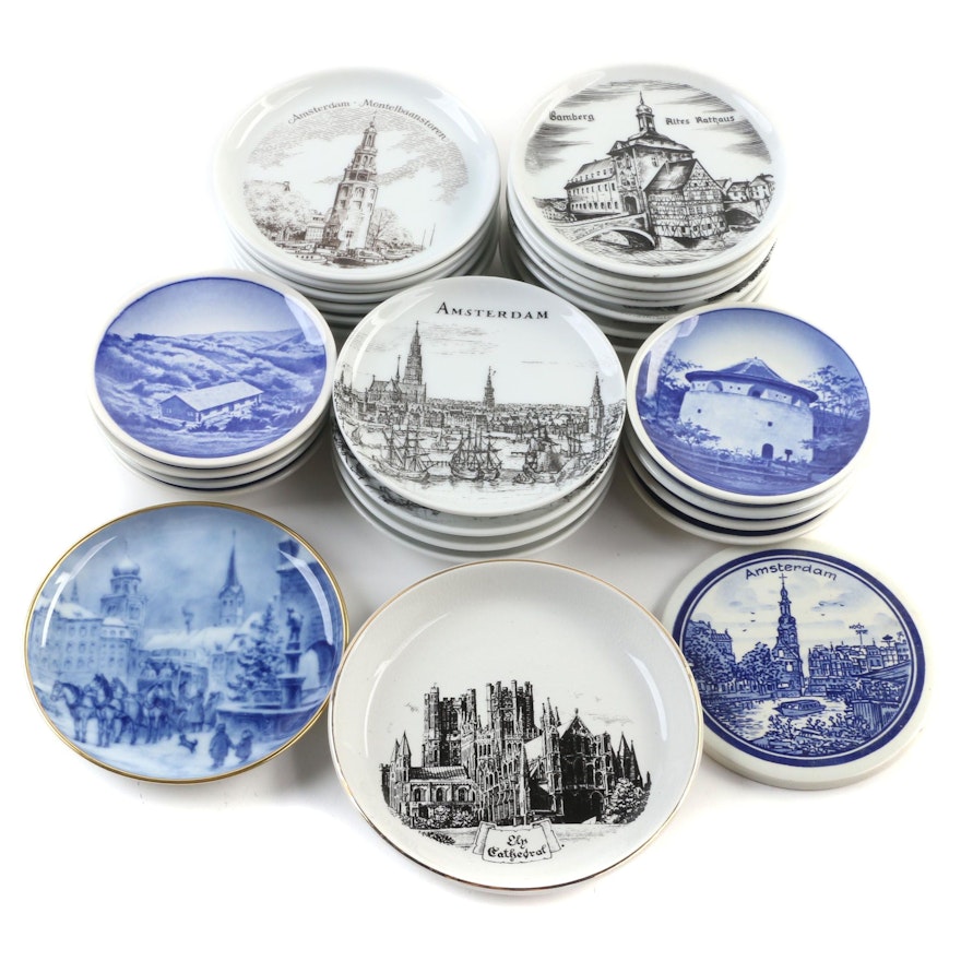 Royal Copenhagen Butter Pats, Amsterdam Porcelain Coasters, and Other Porcelain