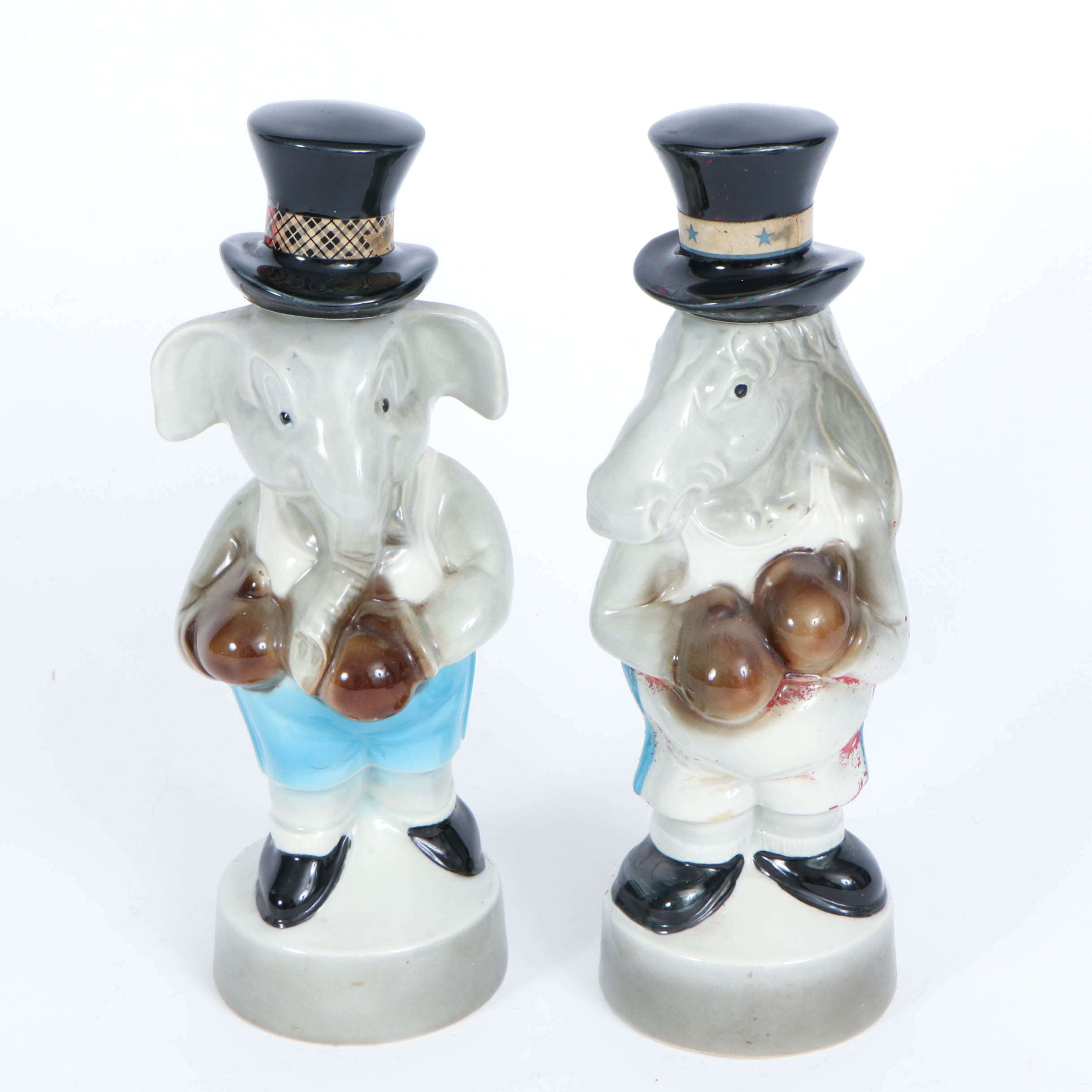 Jim Beam Political Boxing Ceramic Decanters, 1960s