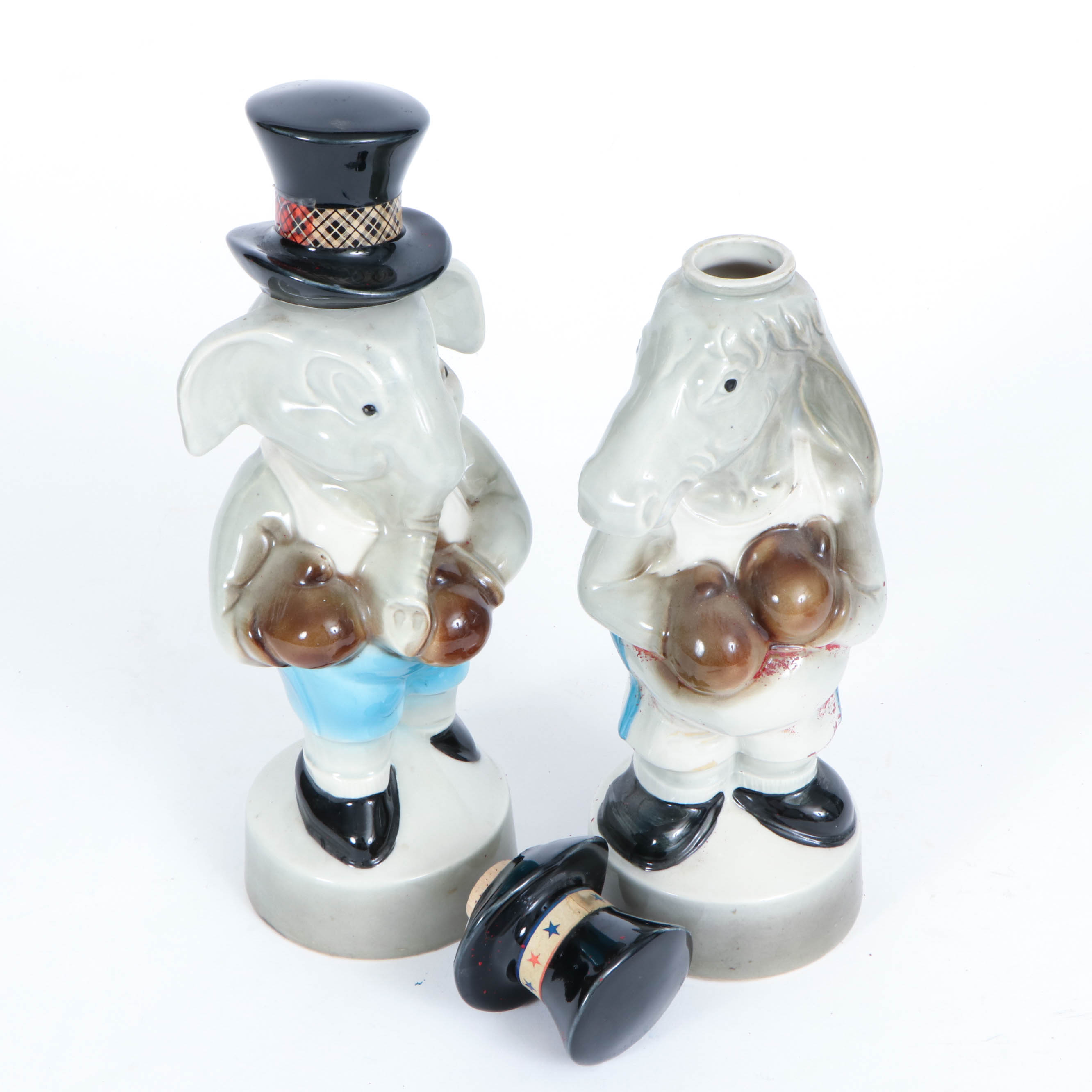 Jim Beam Political Boxing Ceramic Decanters, 1960s