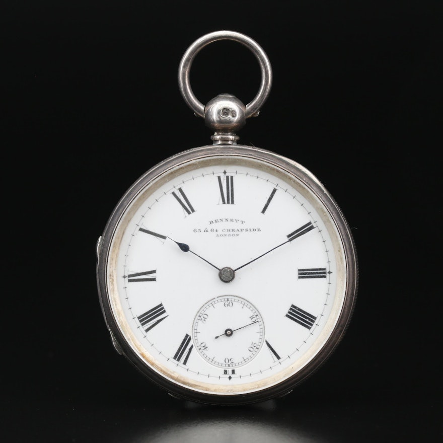 Sterling Silver Bennet 65 & 64 Cheapside London Pocket Watch