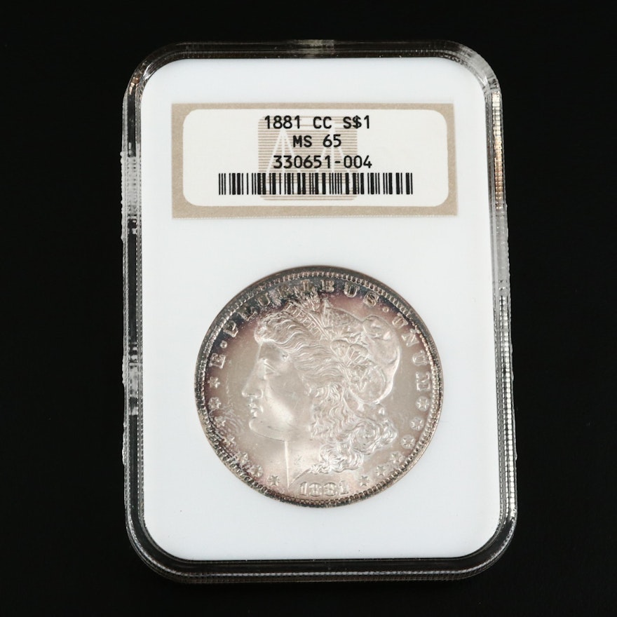 Better Date Low Mintage NGC Graded MS65 1881-CC Morgan Silver Dollar