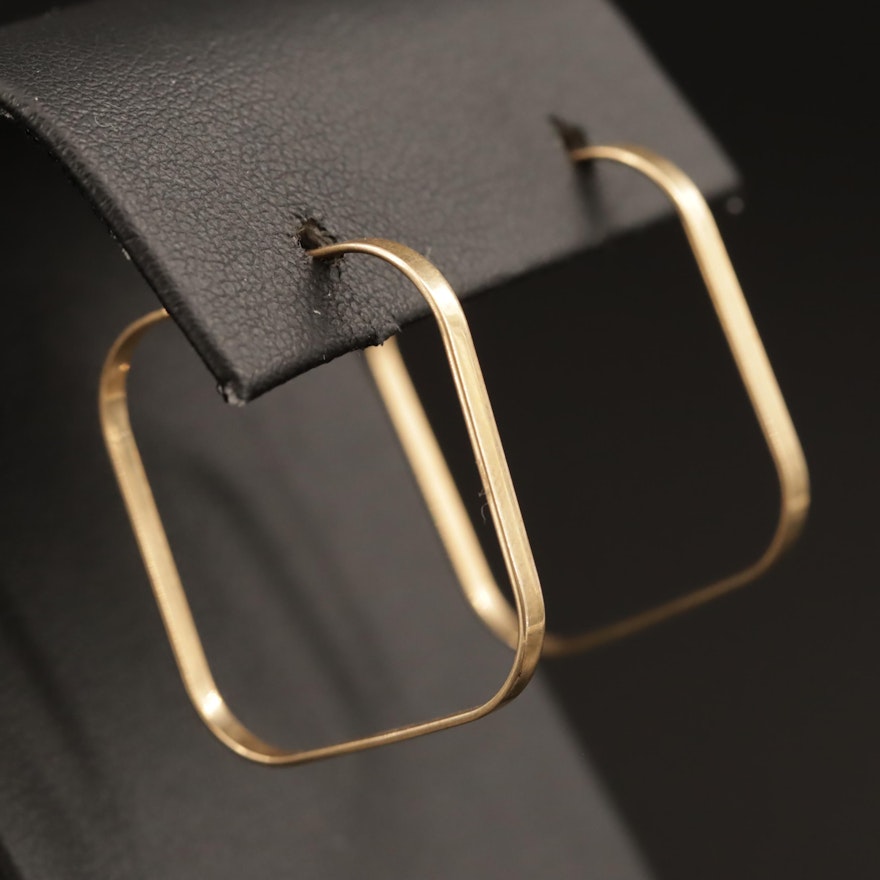 14K Rounded Square Hoop Earrings