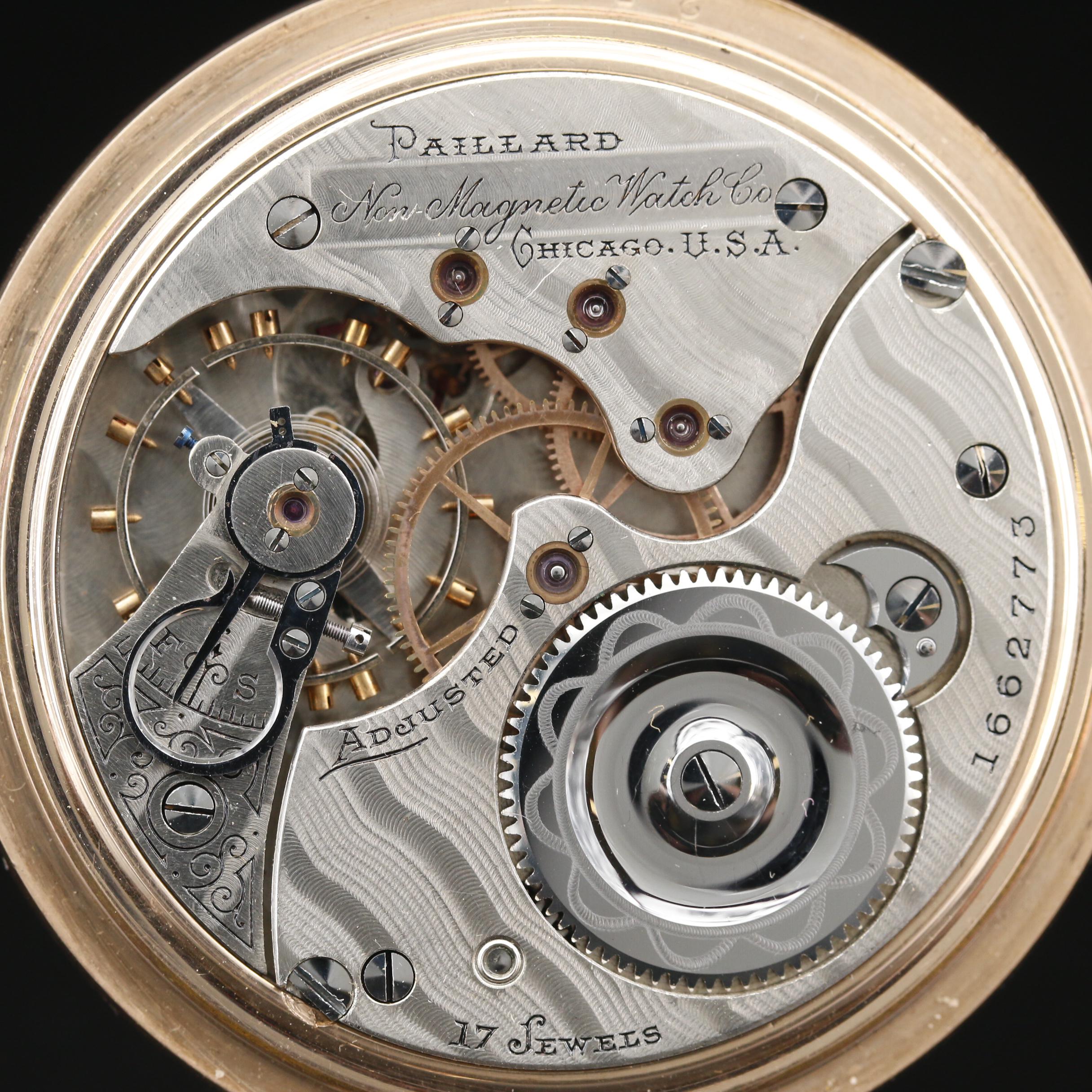 Paillard Non Magnetic Watch Co. Gold Filled Open Face Pocket Watch