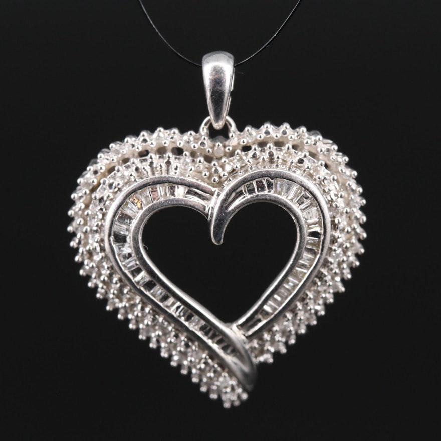 Sterling Diamond Heart Pendant