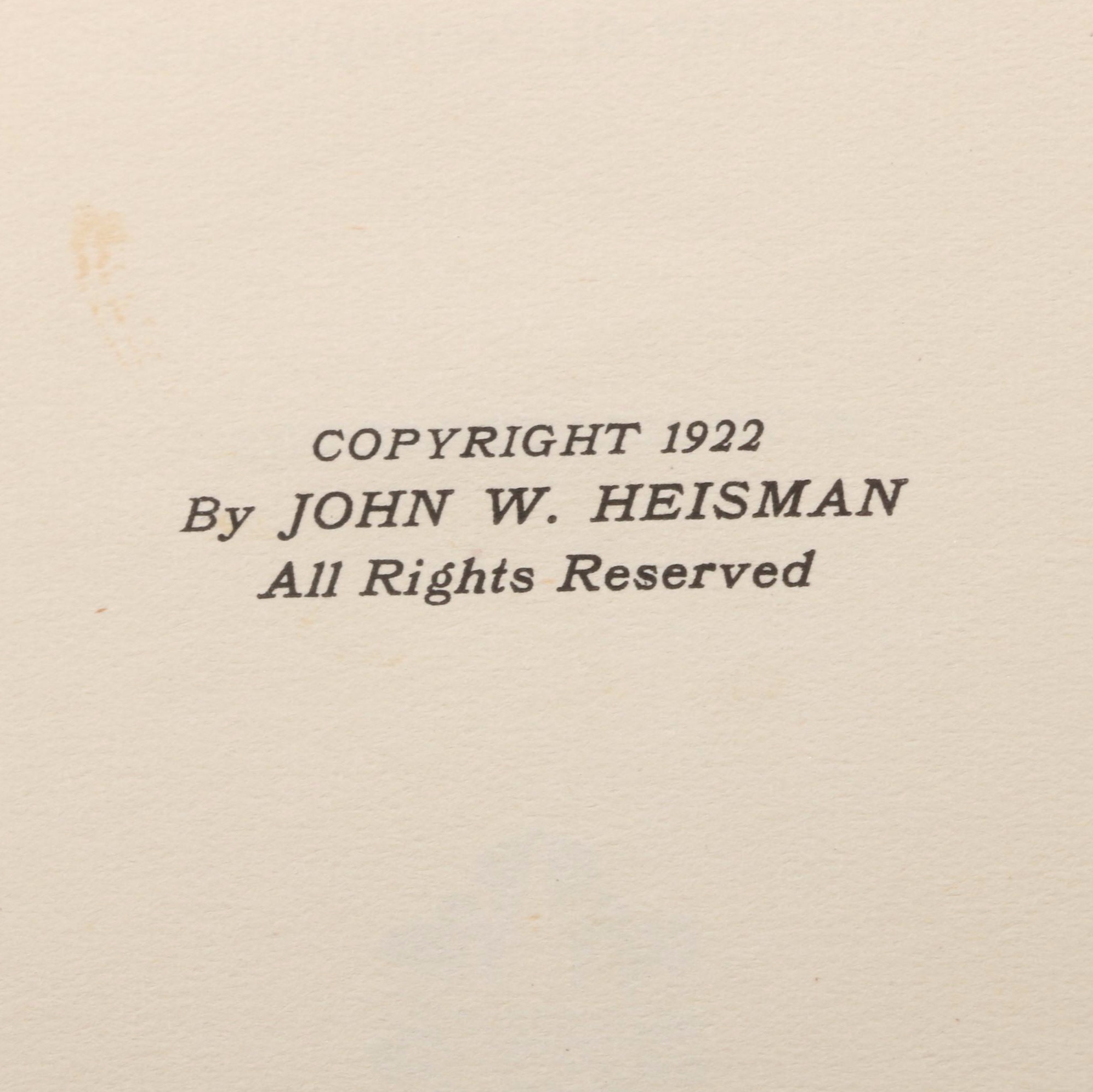 Second Edition "Principles of Football" by John W. Heisman, 1922