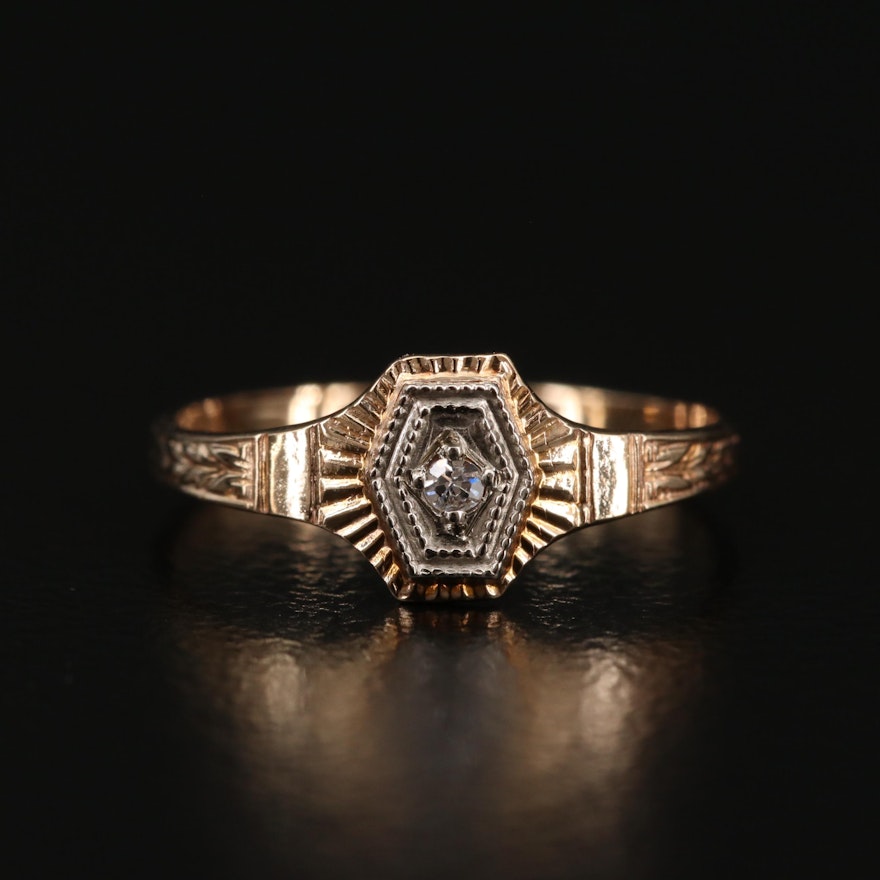 Art Deco 10K Diamond Baby Ring