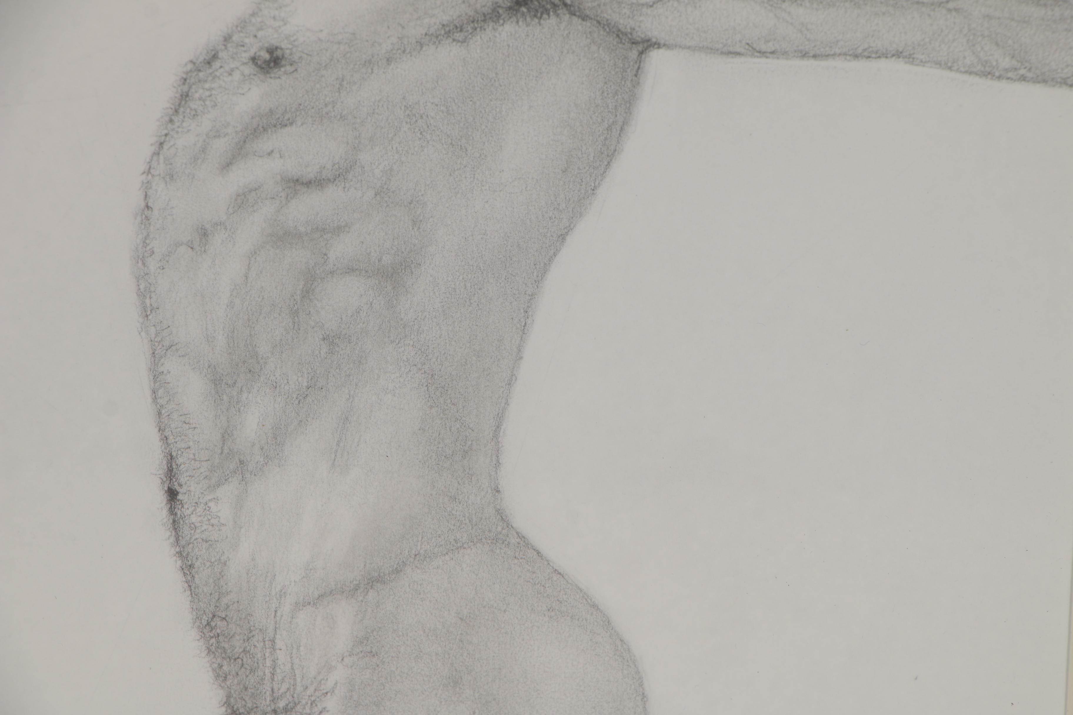 Kevin Ford Figural Graphite Drawing of Standing Male Nude