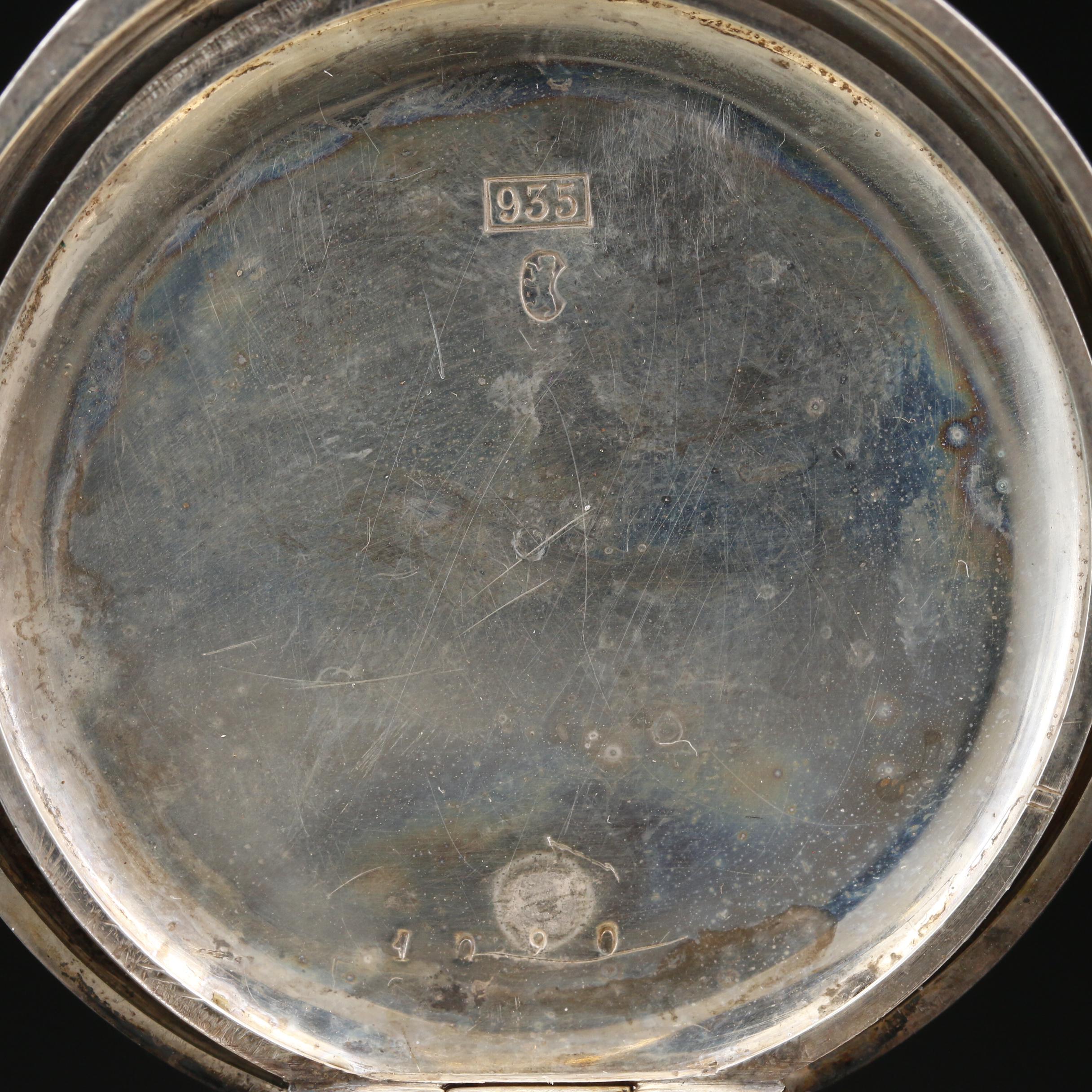 .935 Silver Longines Hunting Case Pocket Watch