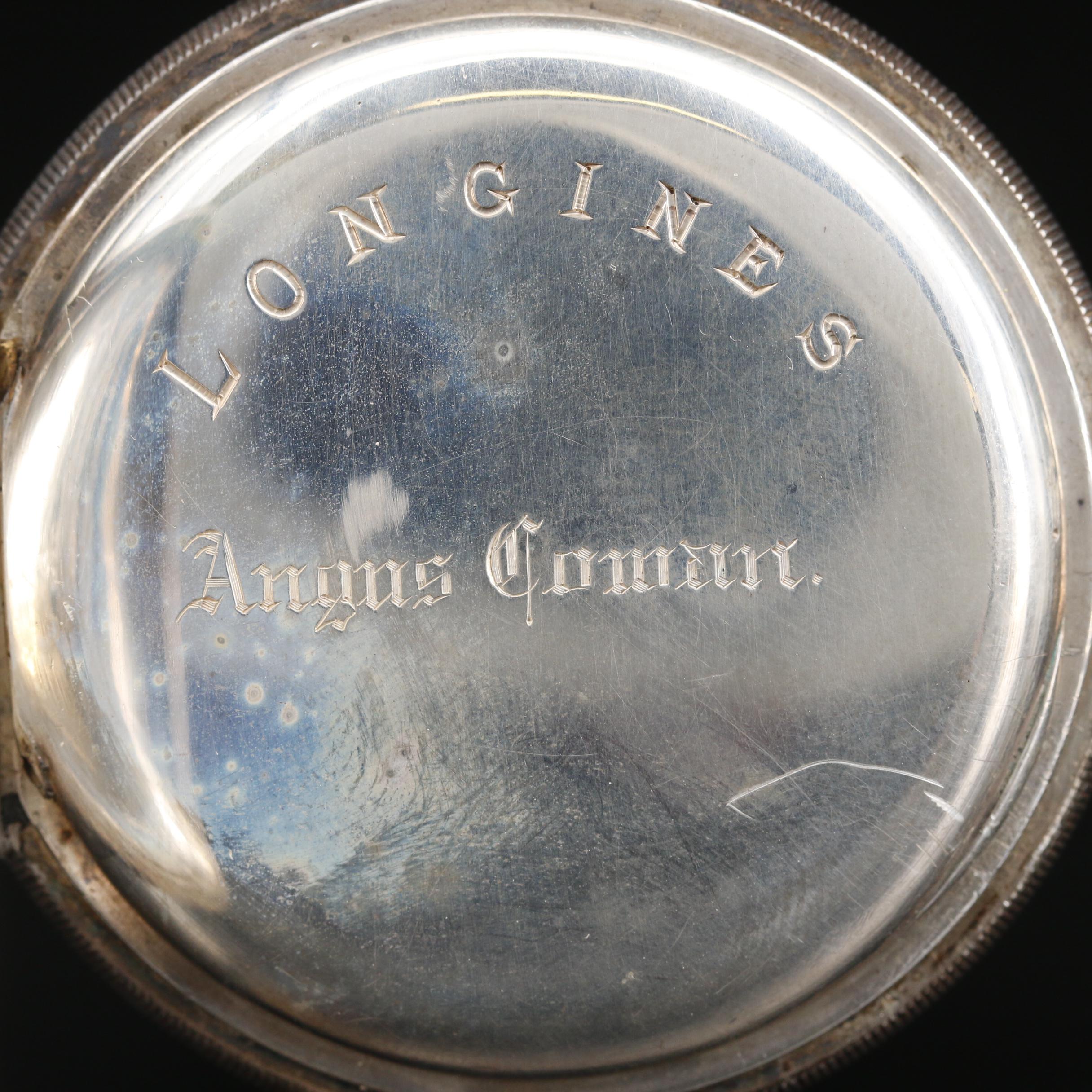 .935 Silver Longines Hunting Case Pocket Watch