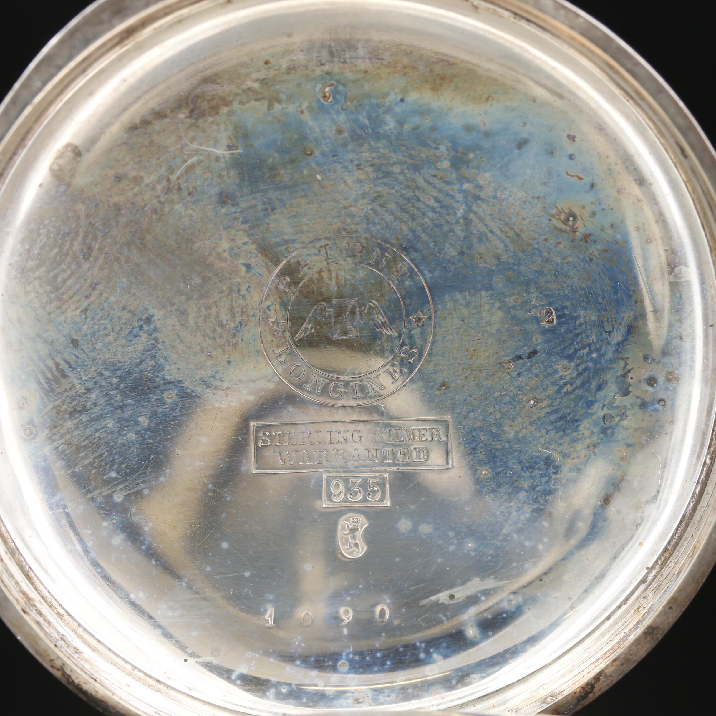 .935 Silver Longines Hunting Case Pocket Watch