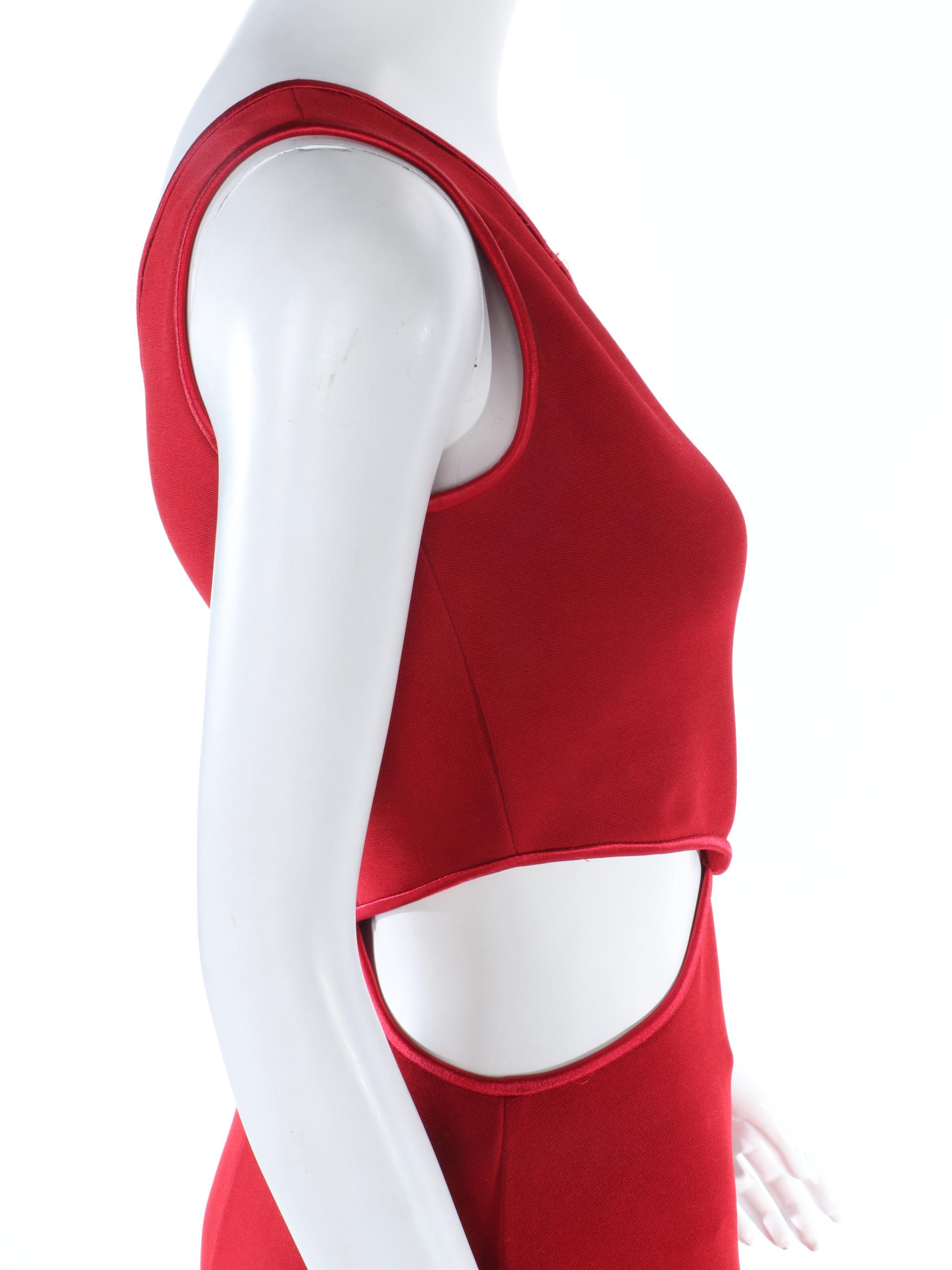 a.b.s Evening Collection Red One Shoulder Cut-Out Evening Dress