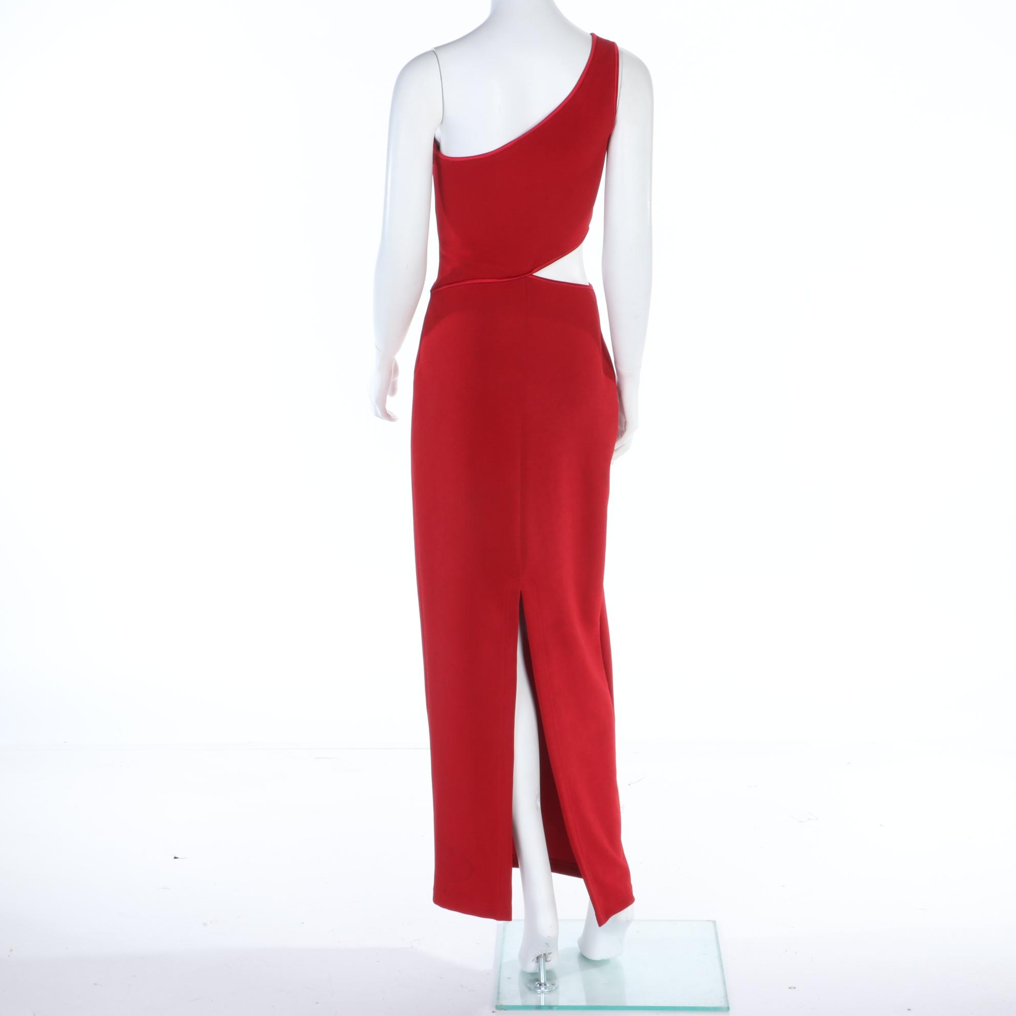 a.b.s Evening Collection Red One Shoulder Cut-Out Evening Dress