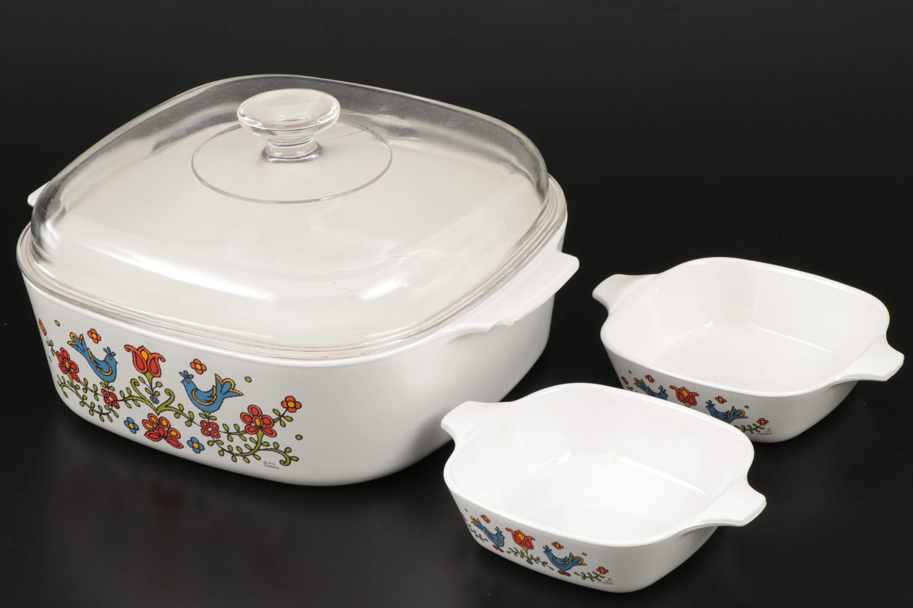 CorningWare "Country Festival" with Pyrex Cookware and Bowls