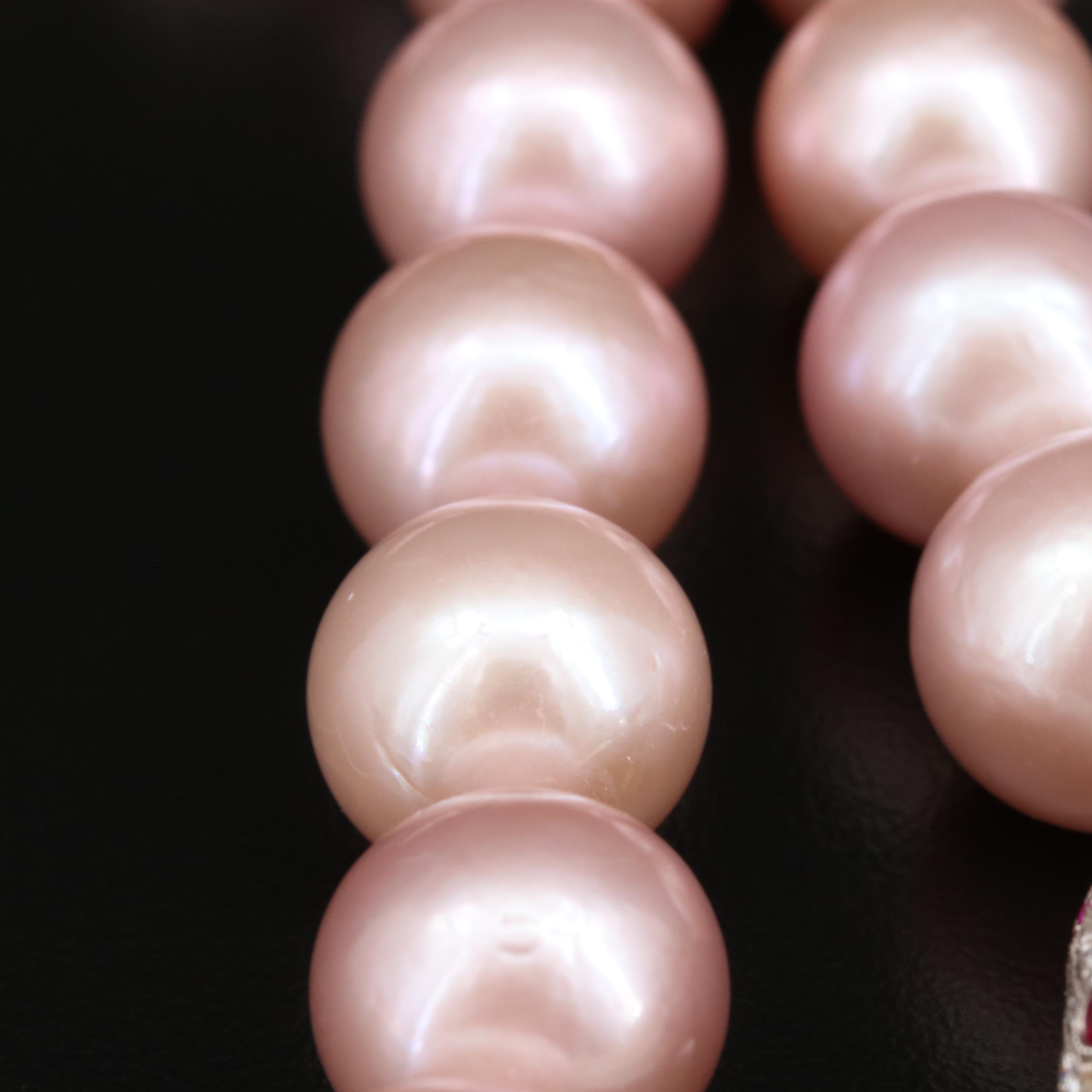 18K Pearl, 3.04 CTW Diamond and Ruby Sautoir Necklace with Pearl Shortener